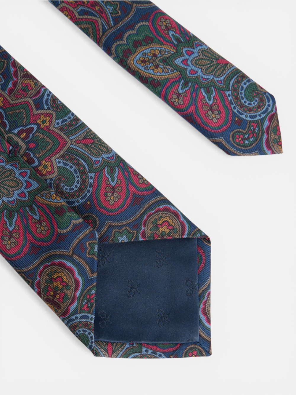 Cravate à motif floral bleu marine