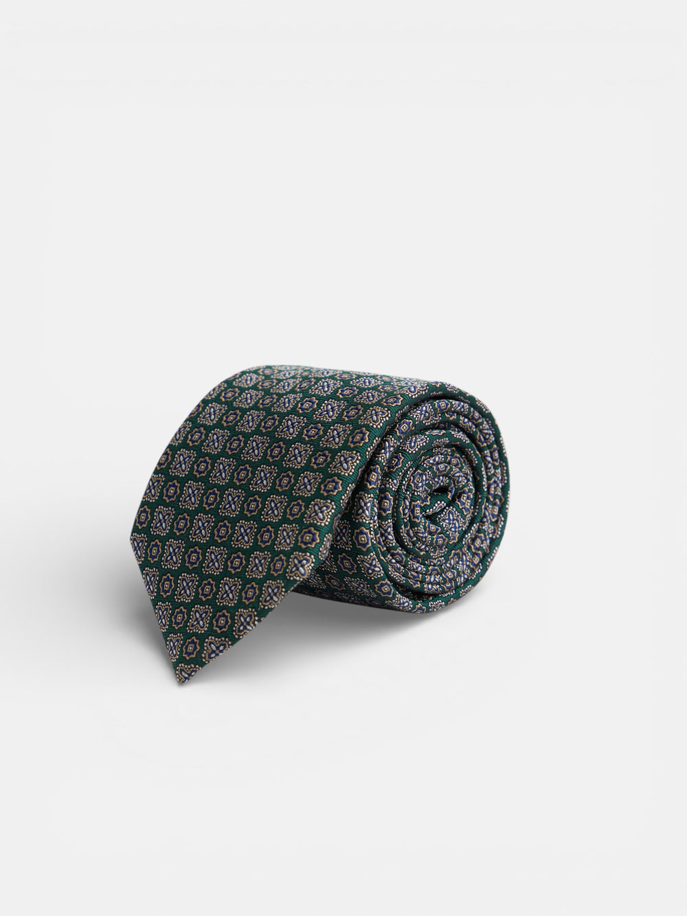 Gravata com padrão floral verde