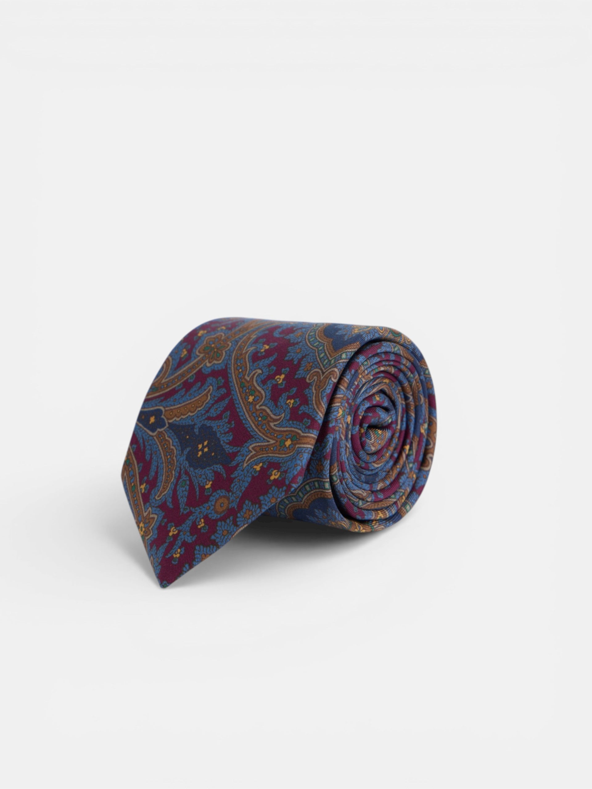 Cravate imprimée paisley bordeaux