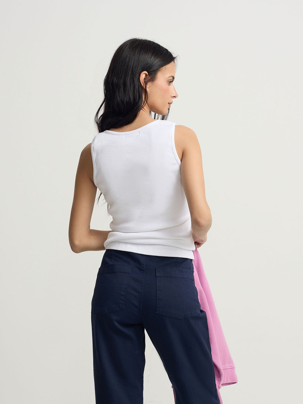 Camisola de mulher tank silbon apliques branca