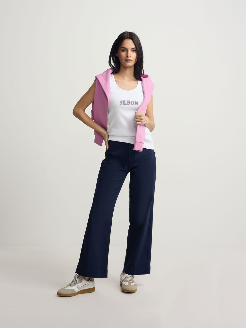 Camisola de mulher tank silbon apliques branca