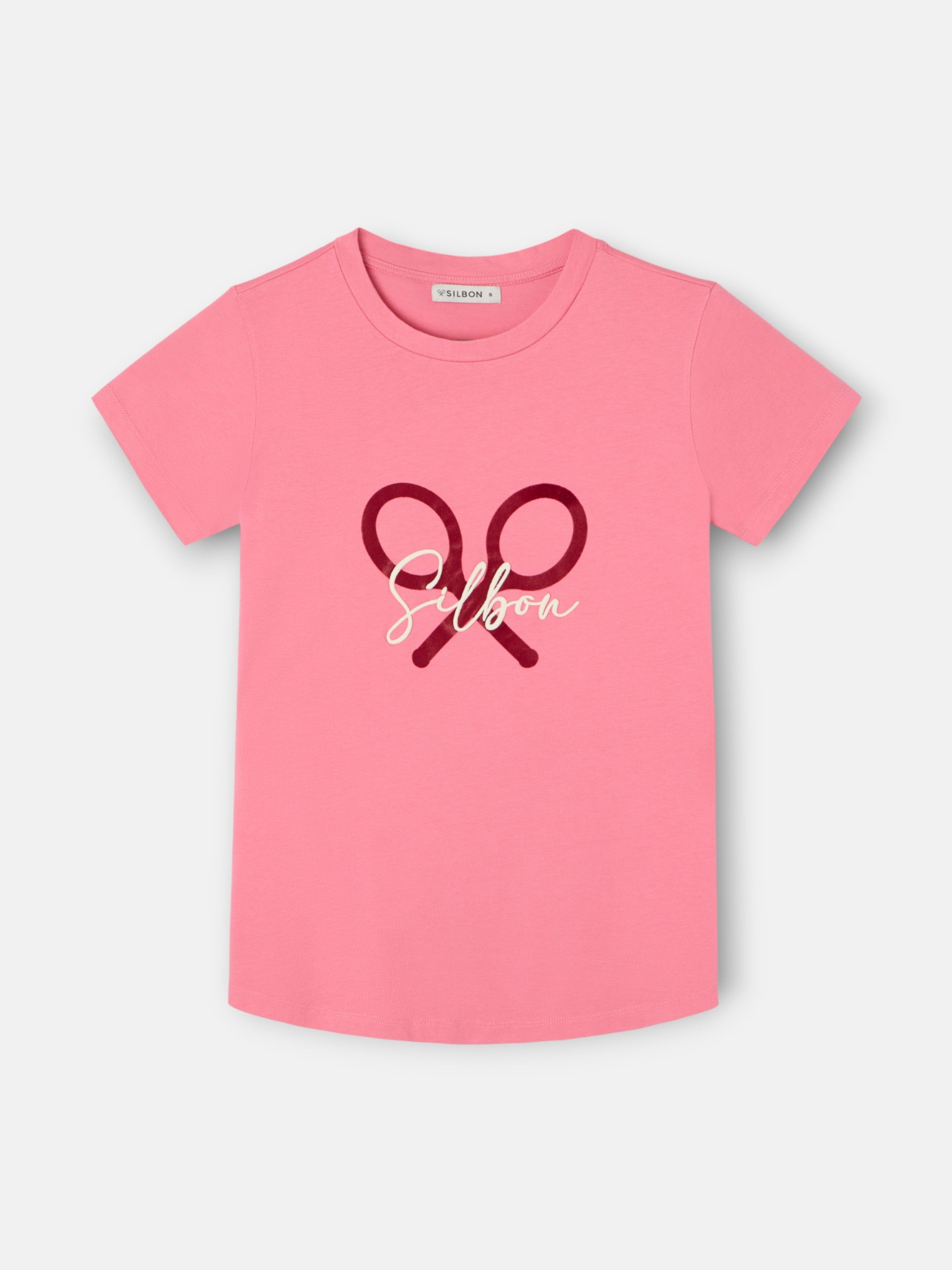 Classic women's t-shirt pink racket