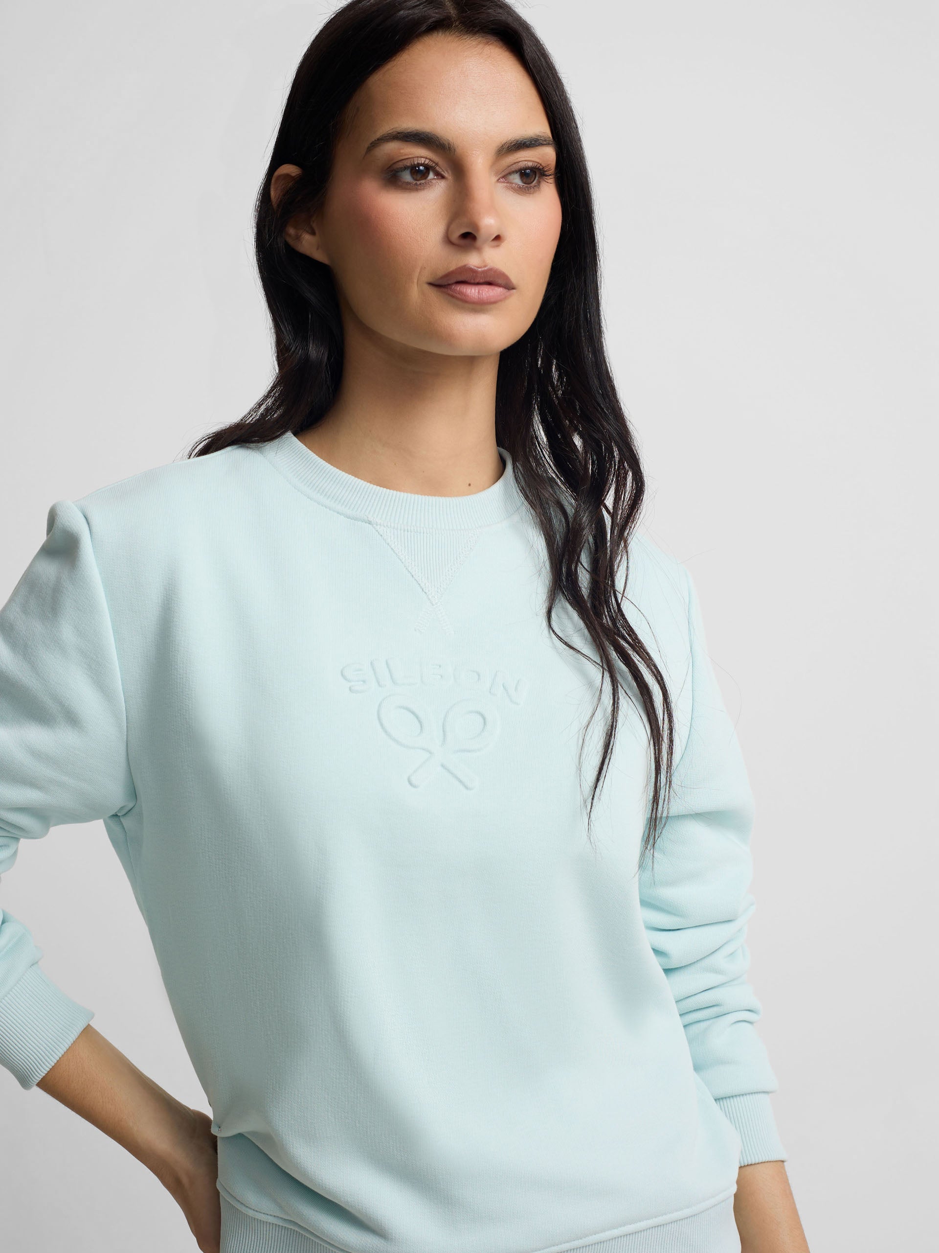 Sweatshirt mulher Silbon clássico azul-celeste