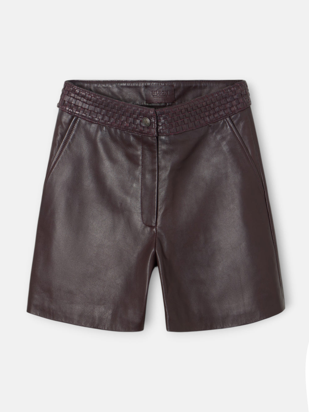 Bermuda en cuir tressé bordeaux