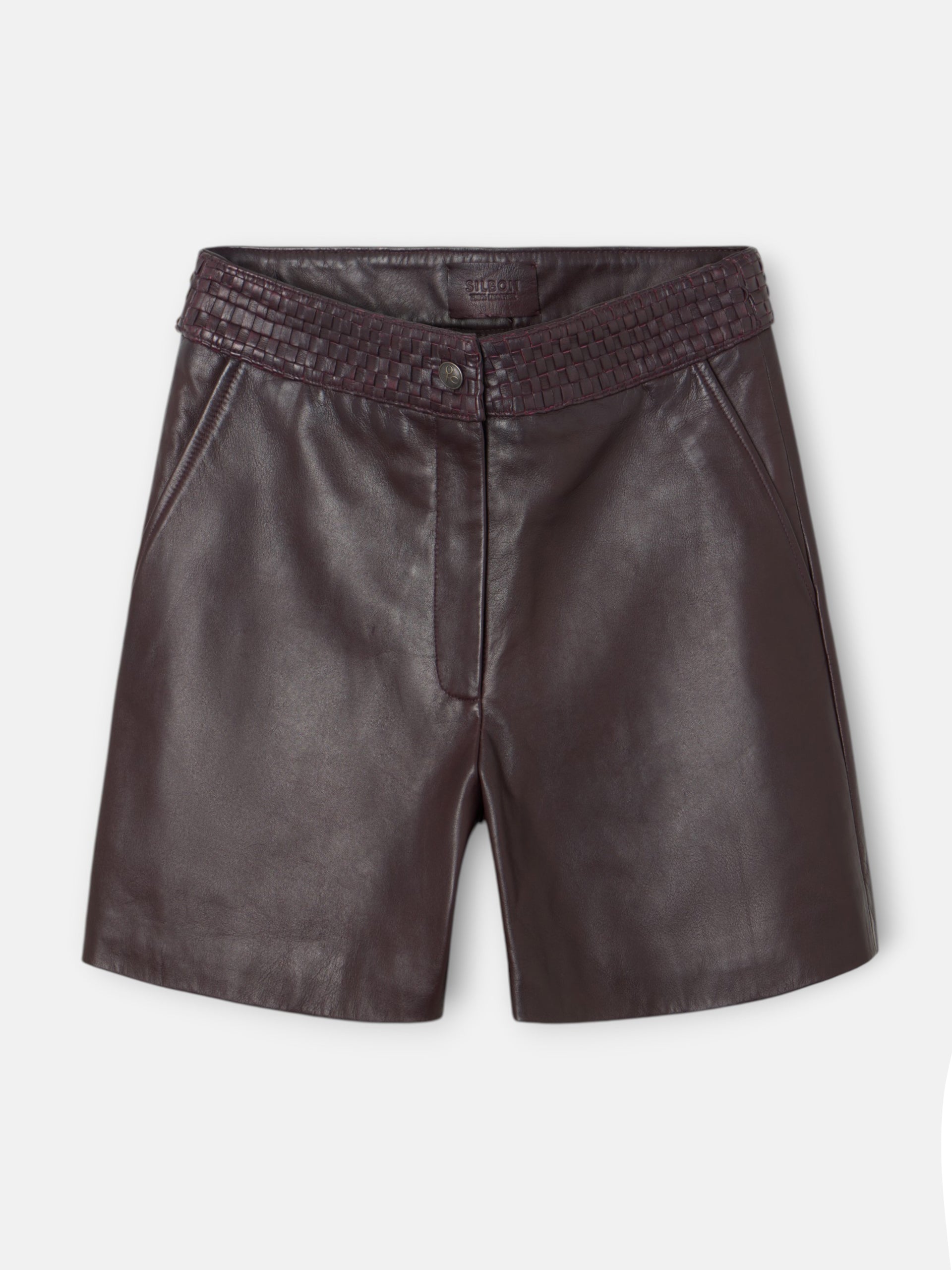Bermuda en cuir tressé bordeaux