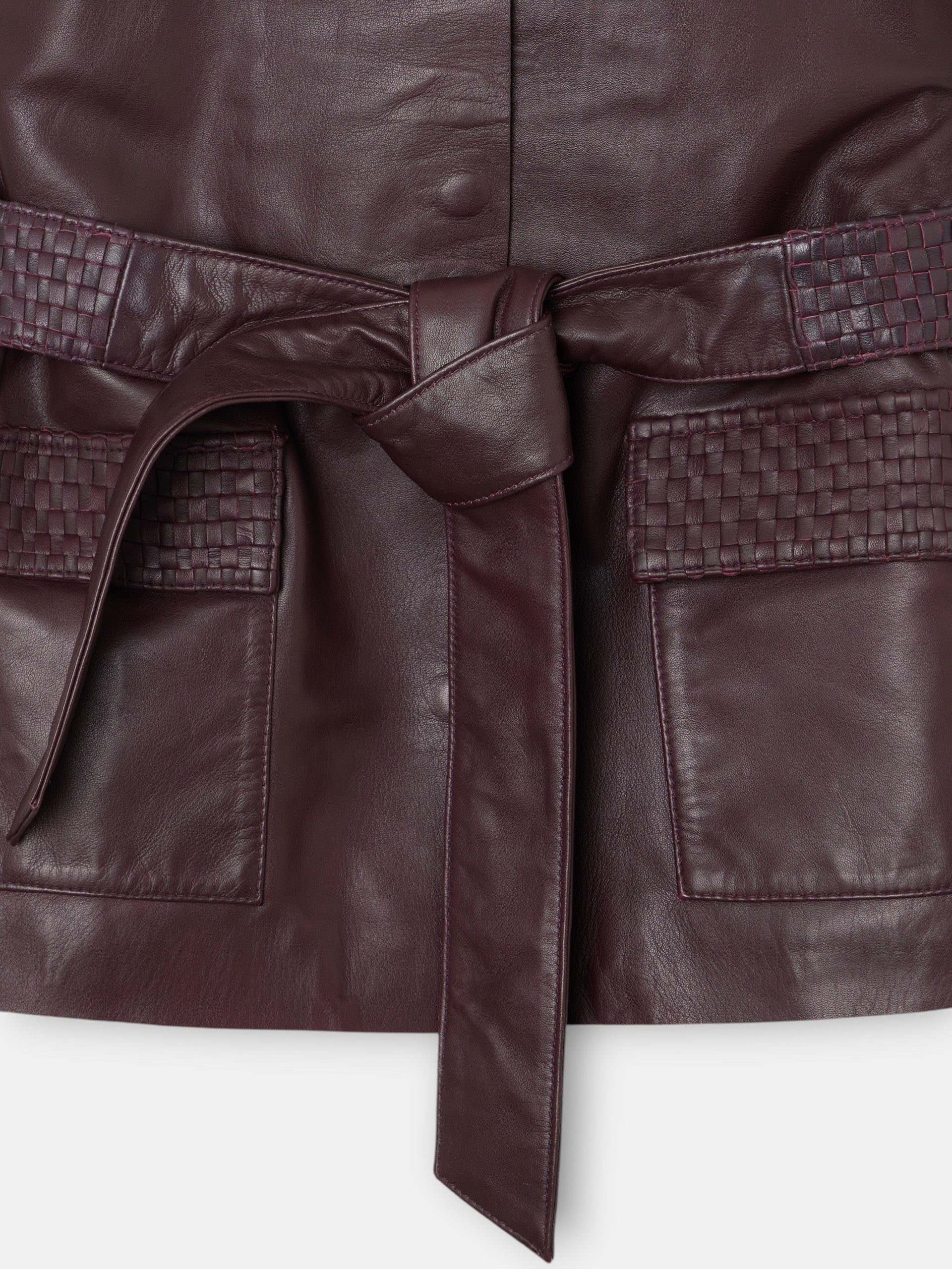 Braided burgundy leather vest