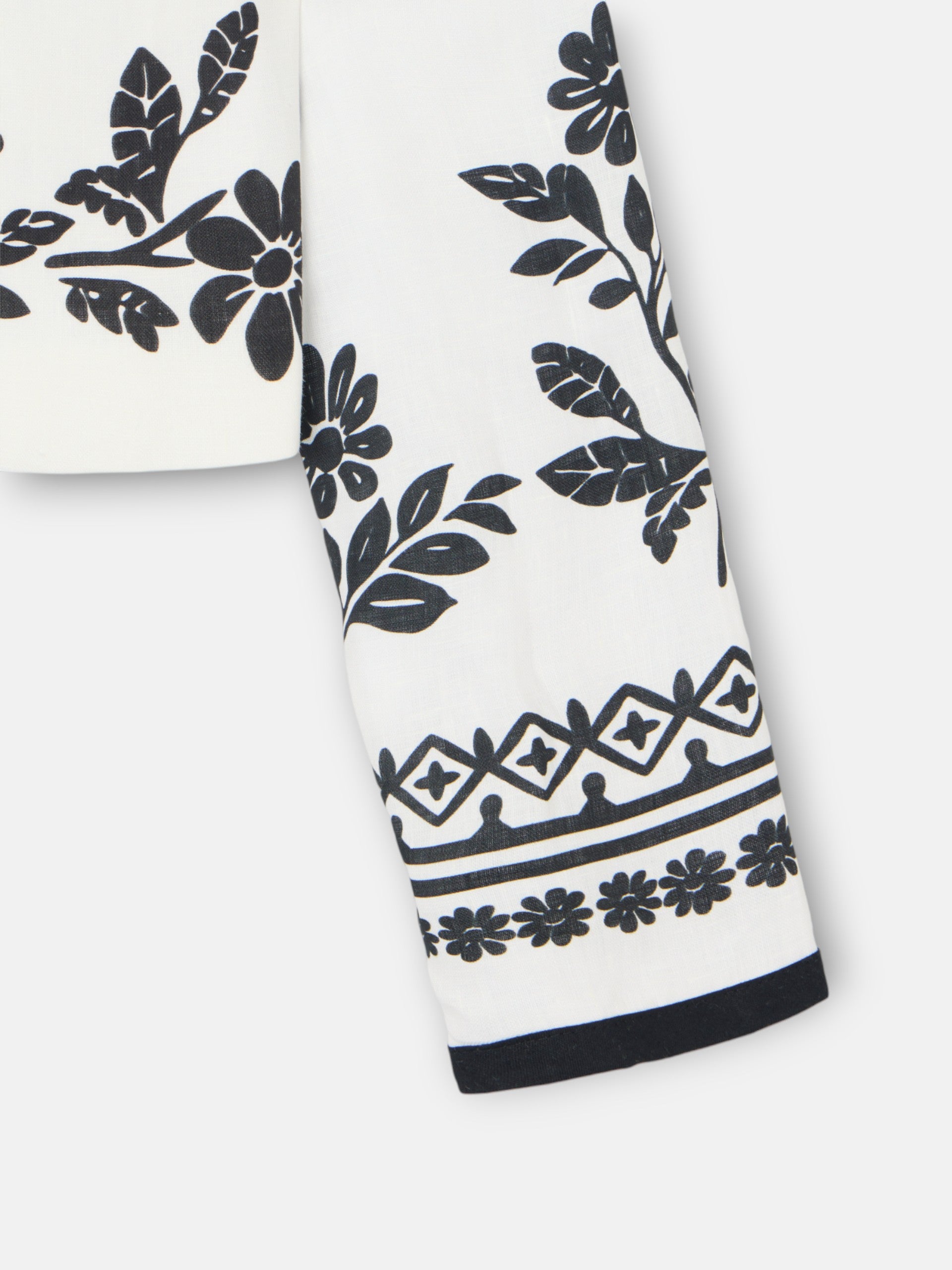 Veste courte en lin imprimé blanc