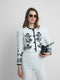 Short white printed linen jacket