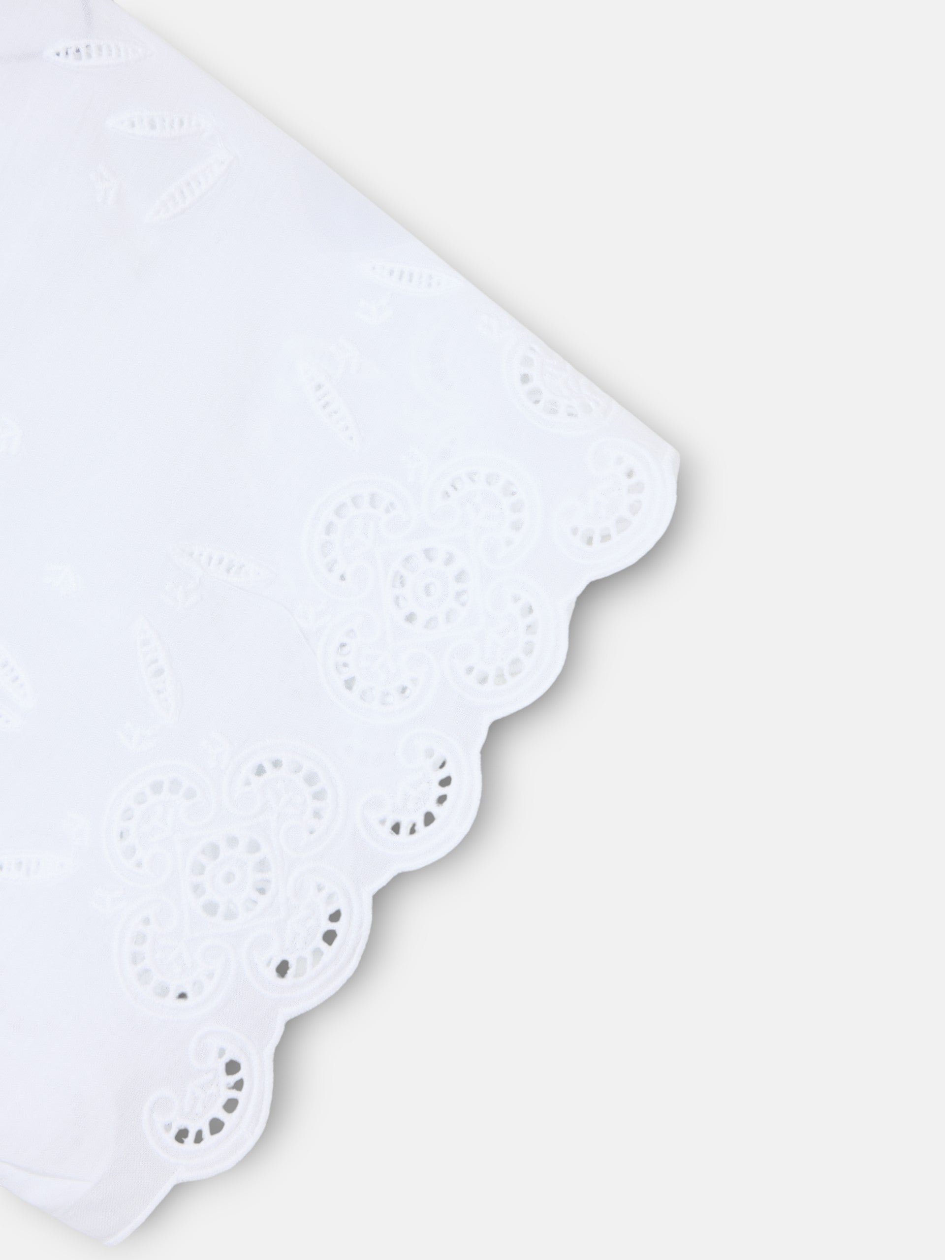 White women's t-shirt with embroidered ruffles