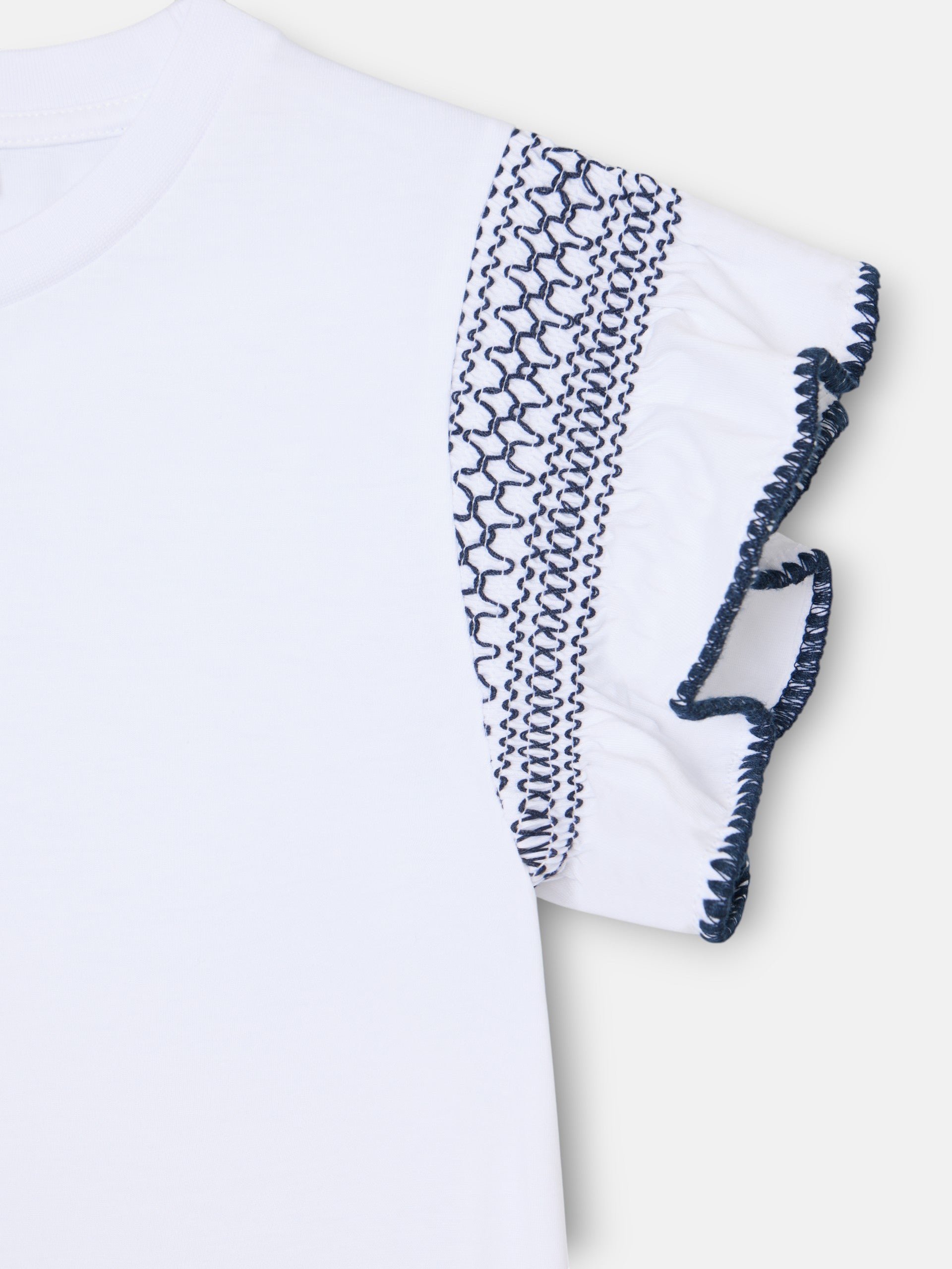 Camisola mulher com folhos e ombreiras branca