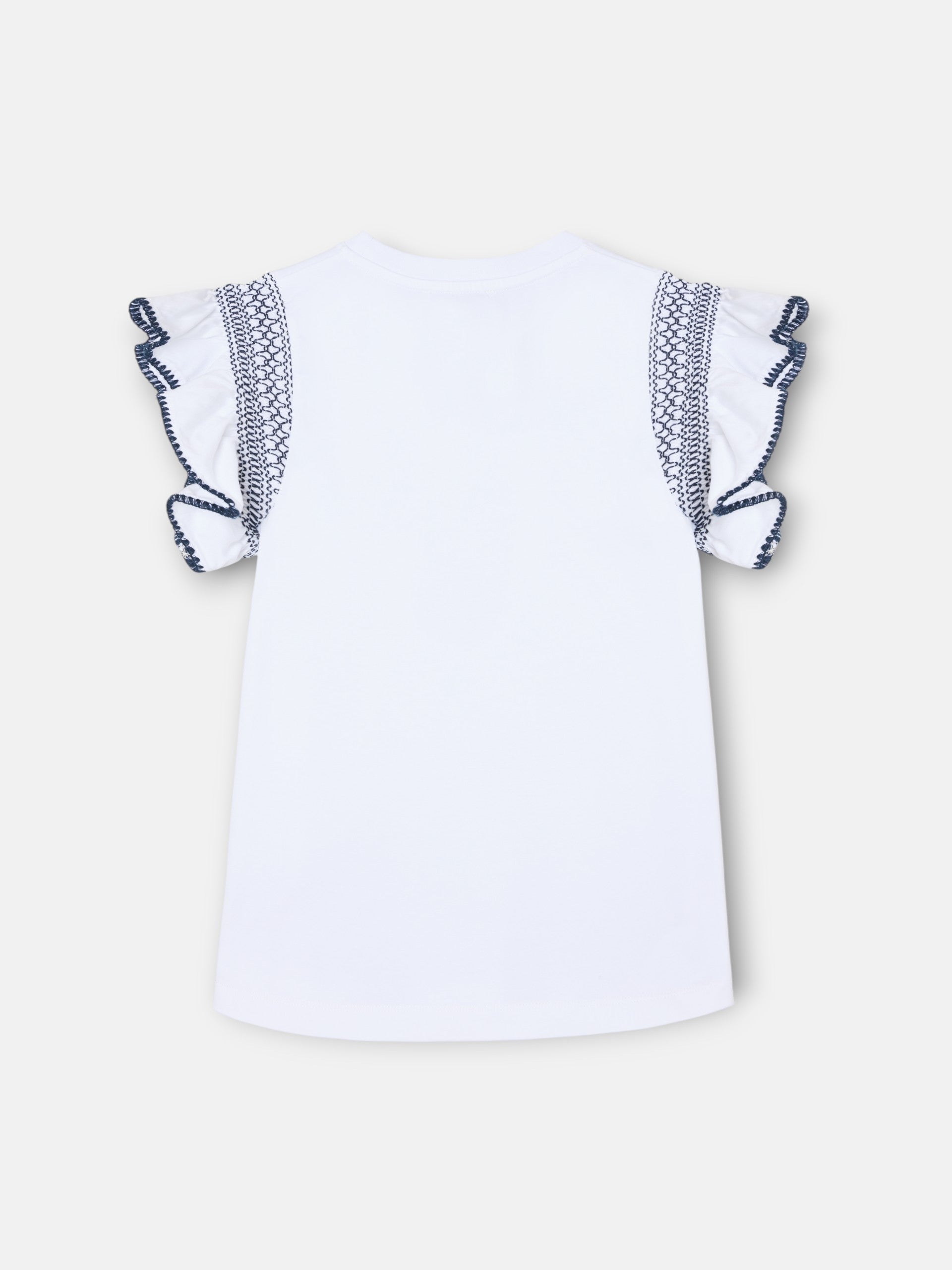 Camisola mulher com folhos e ombreiras branca