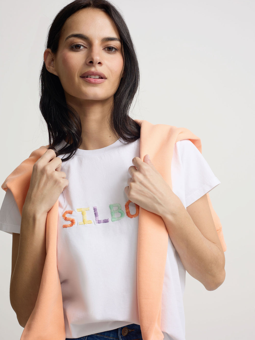 T-shirt femme Silbon gribouillée blanche