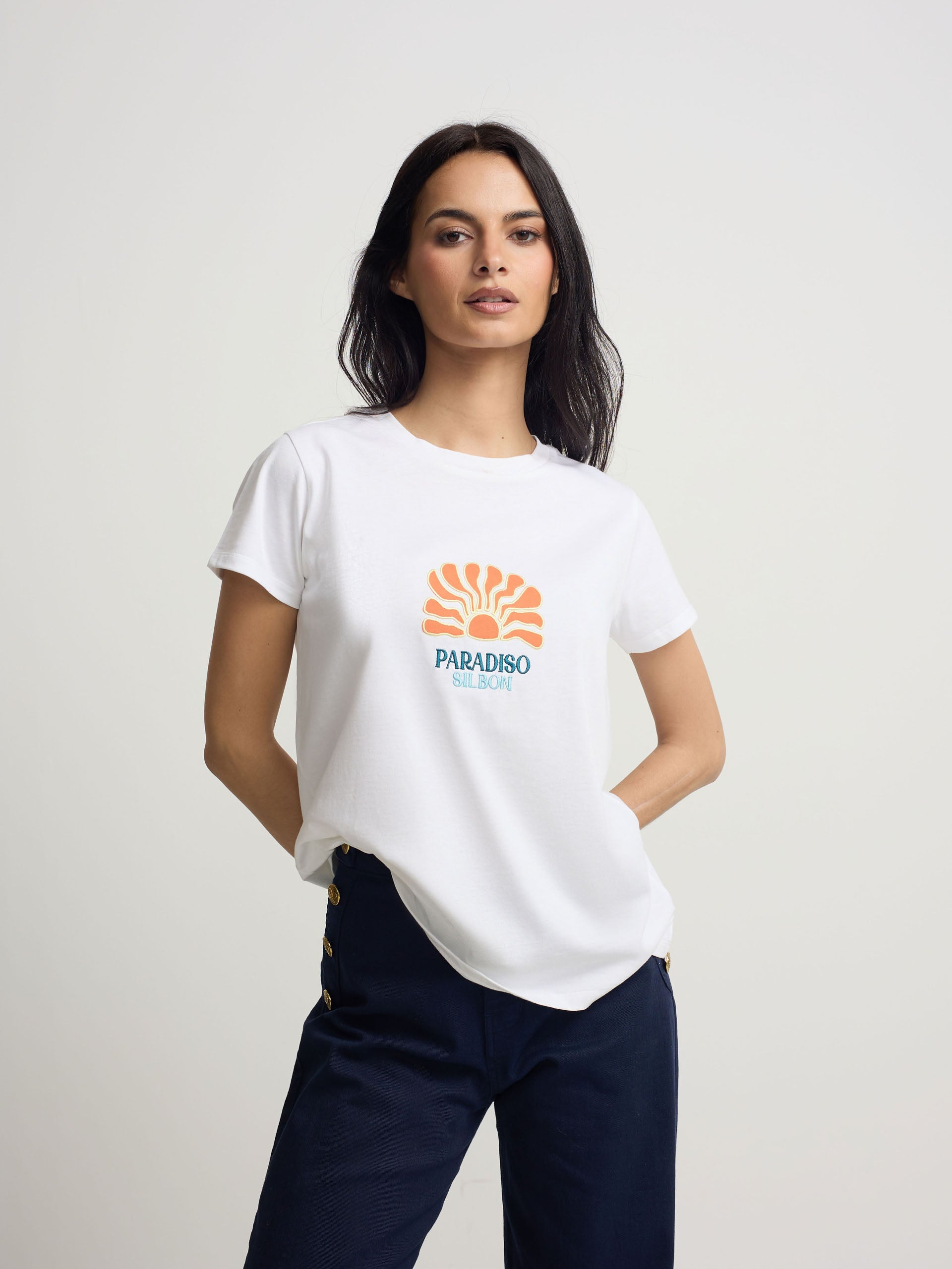 T-shirt mulher paradiso branca
