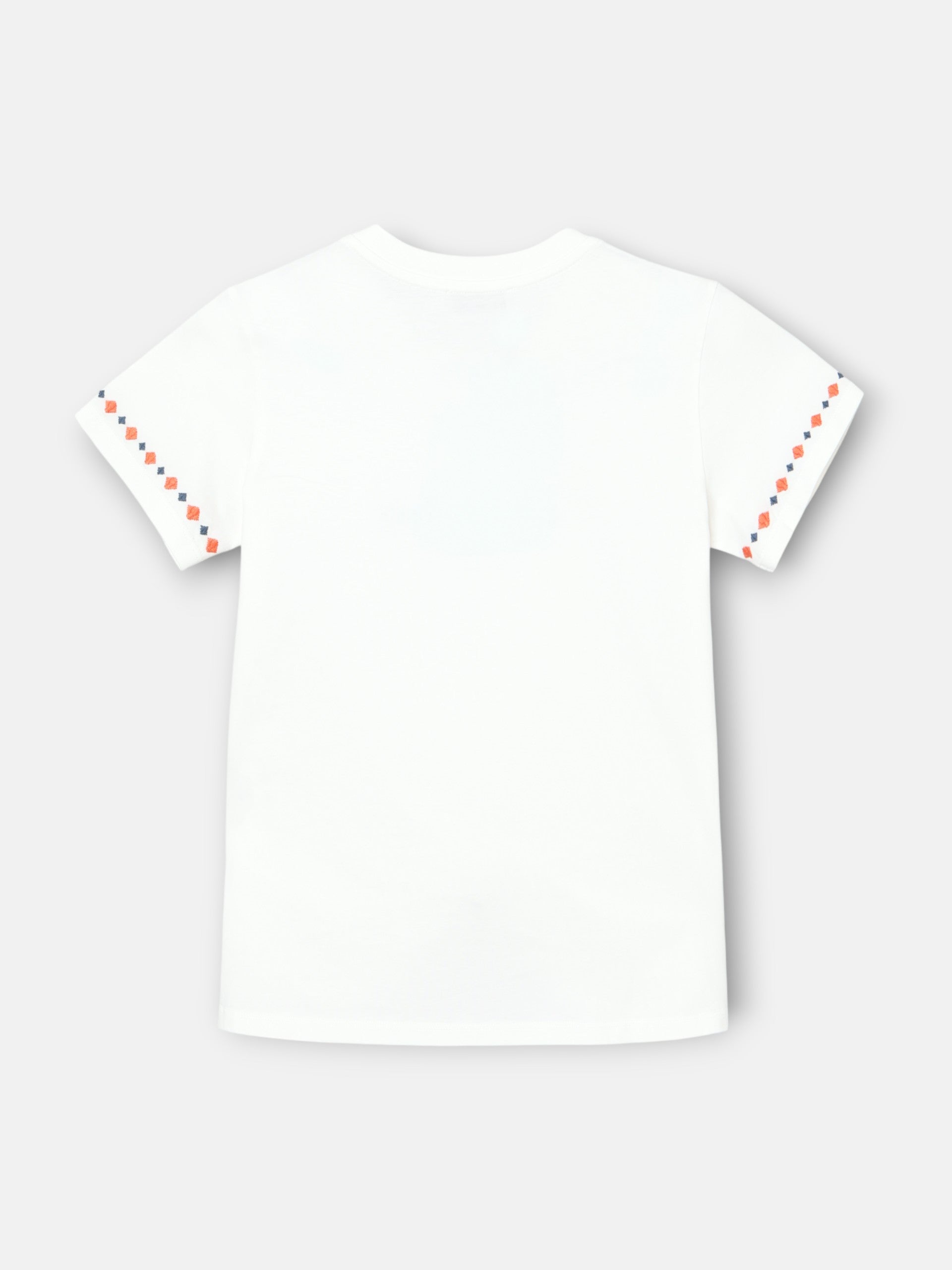 White women's t-shirt with ikat embroidery