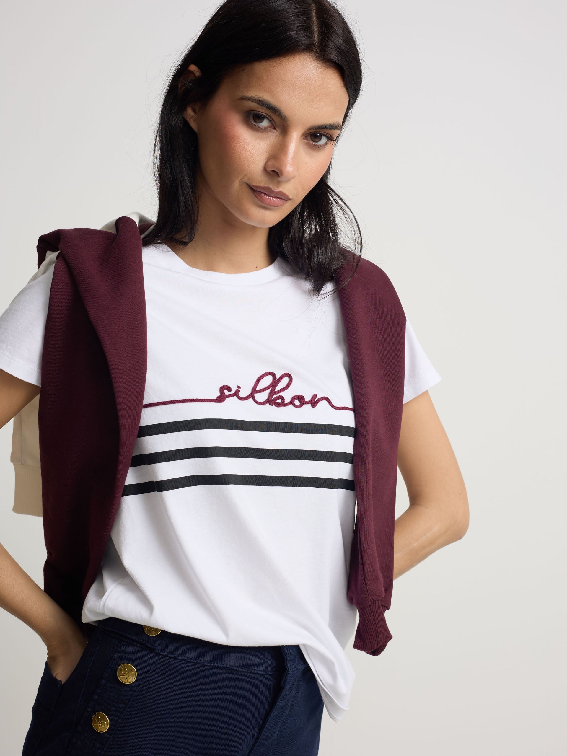 Camiseta woman silbon cordon blanca