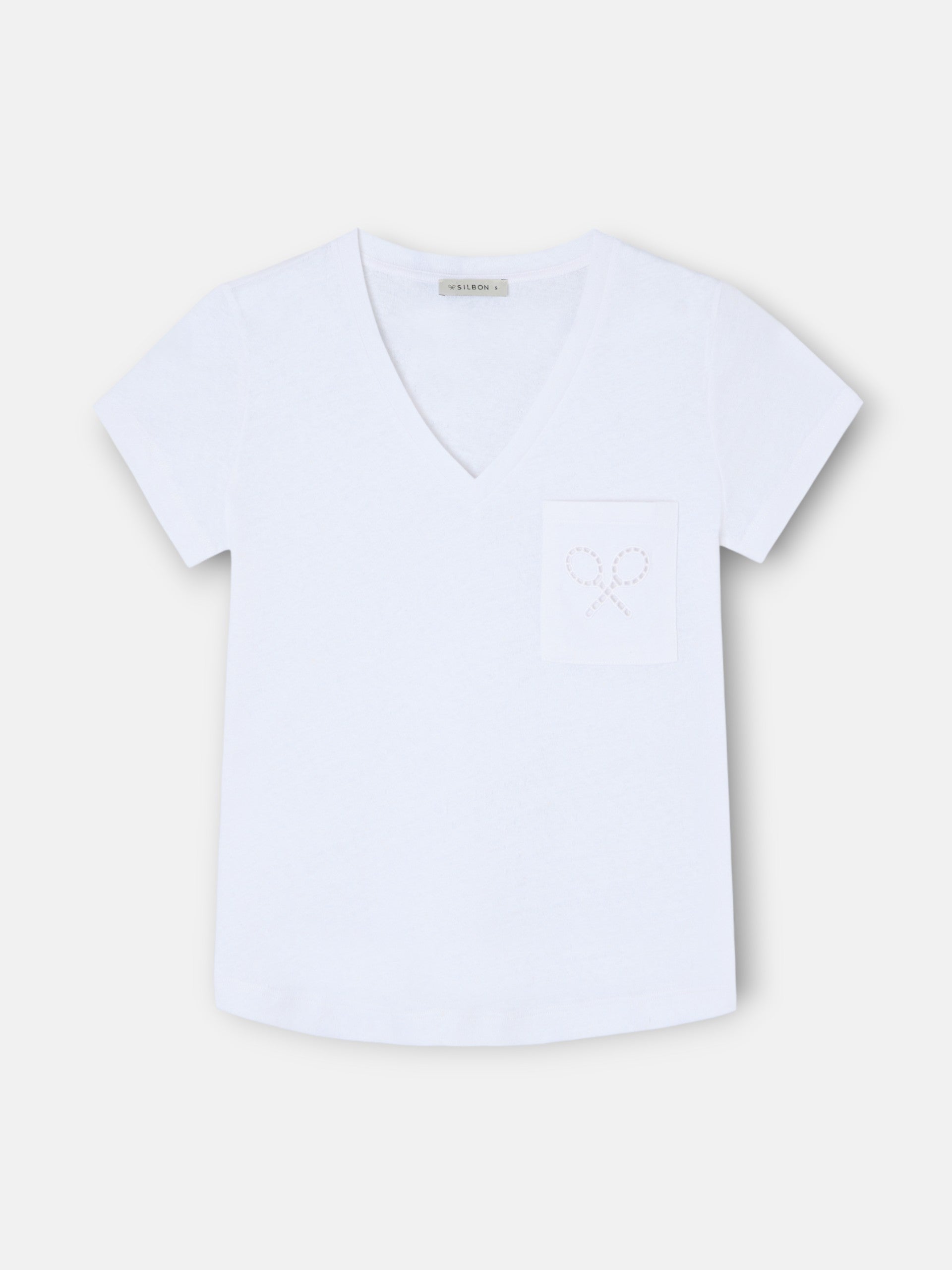 Camiseta woman bolsillo raqueta blanca