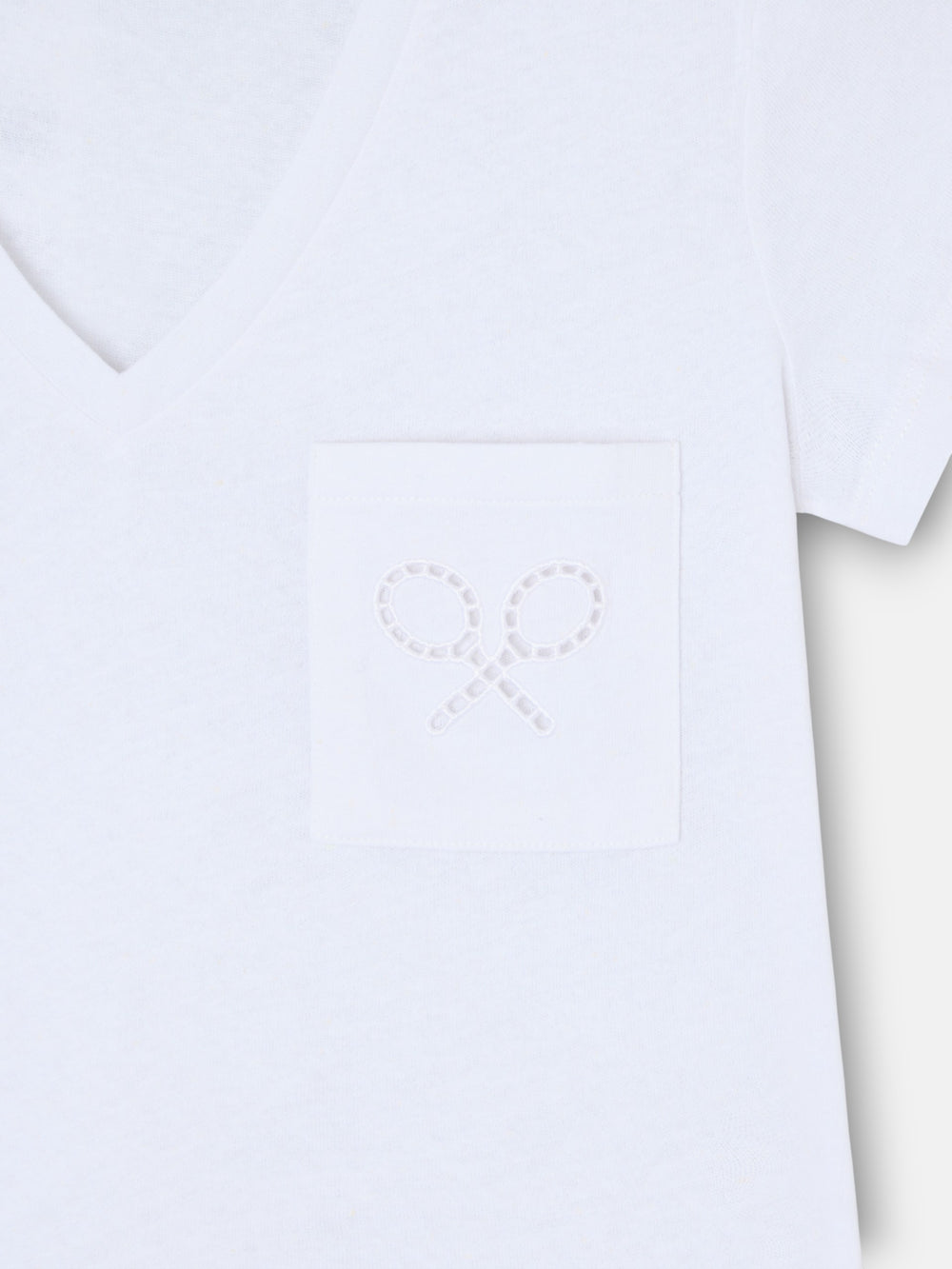 Camiseta woman bolsillo raqueta blanca