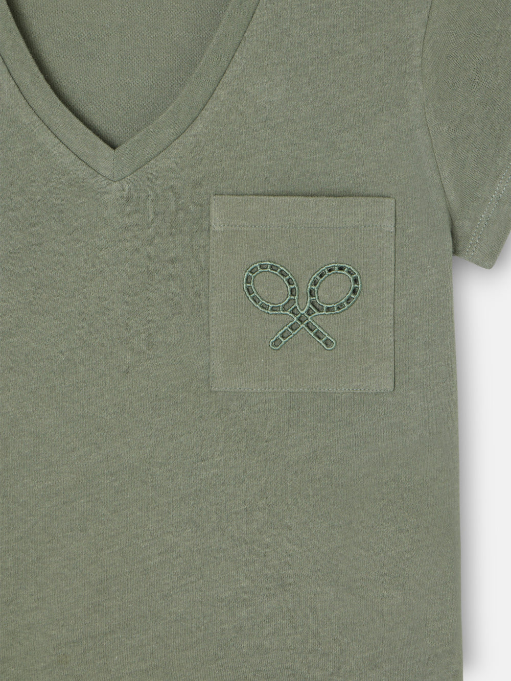 T-shirt femme poche raquette verte