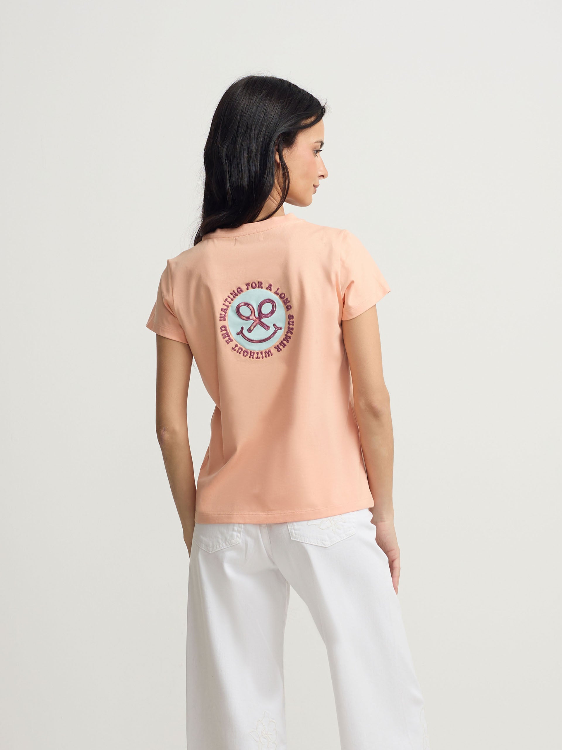 Camisola mulher smile estampado laranja