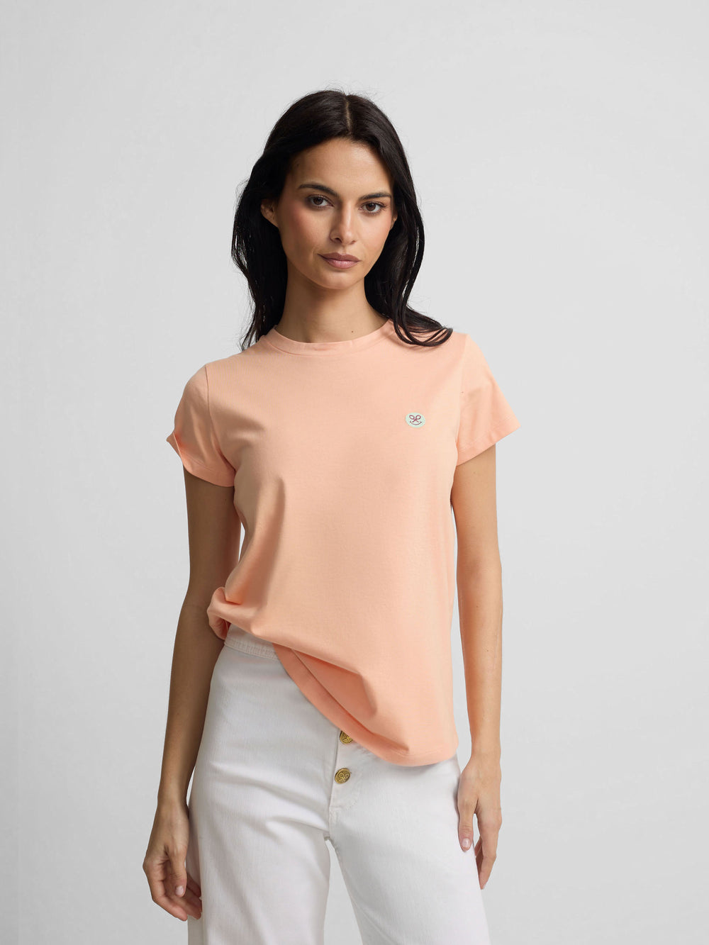 T-shirt femme smile imprimé orange