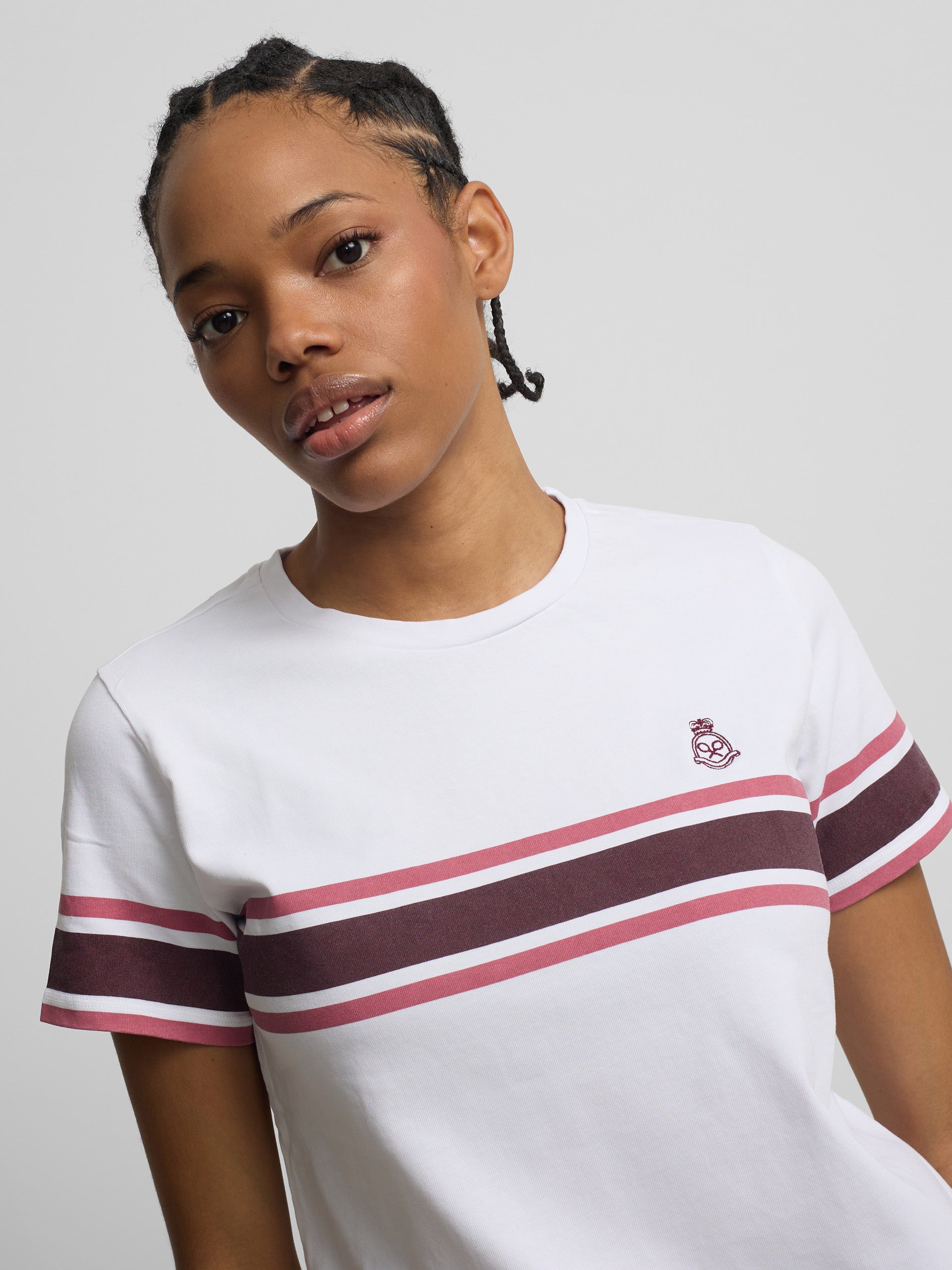 Camiseta woman escudo banda rosa