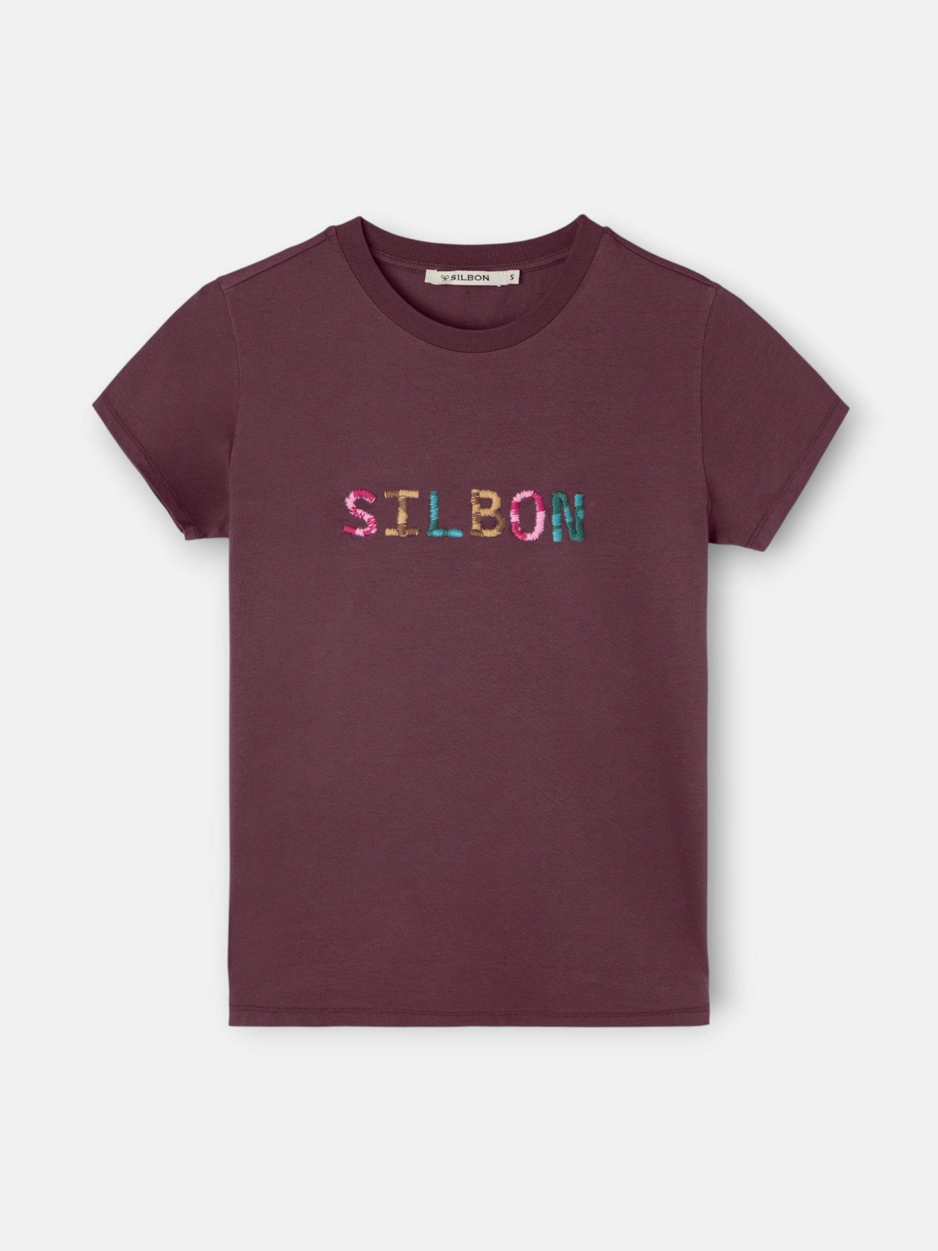 Camiseta mulher silbon rabiscada roxa