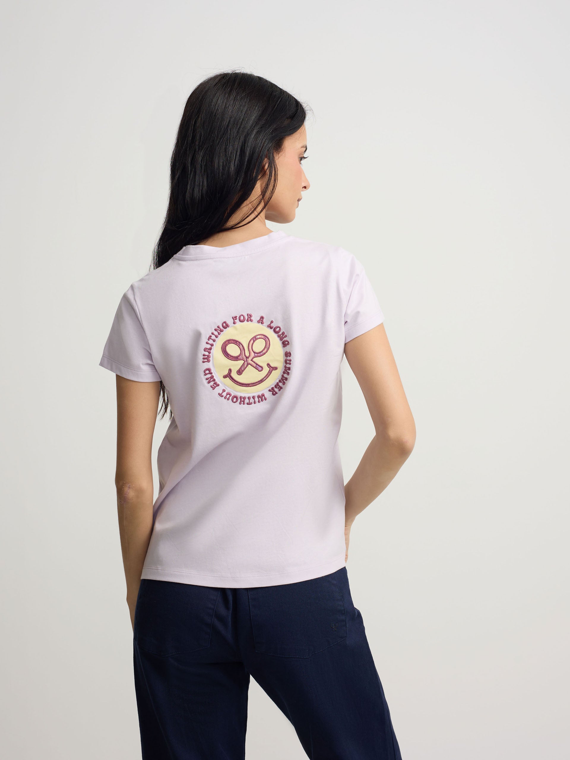Camiseta woman smile estampado morada
