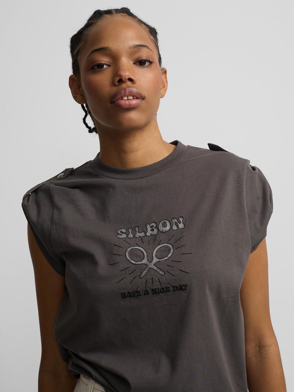 Camiseta woman roll out have a nice day negra