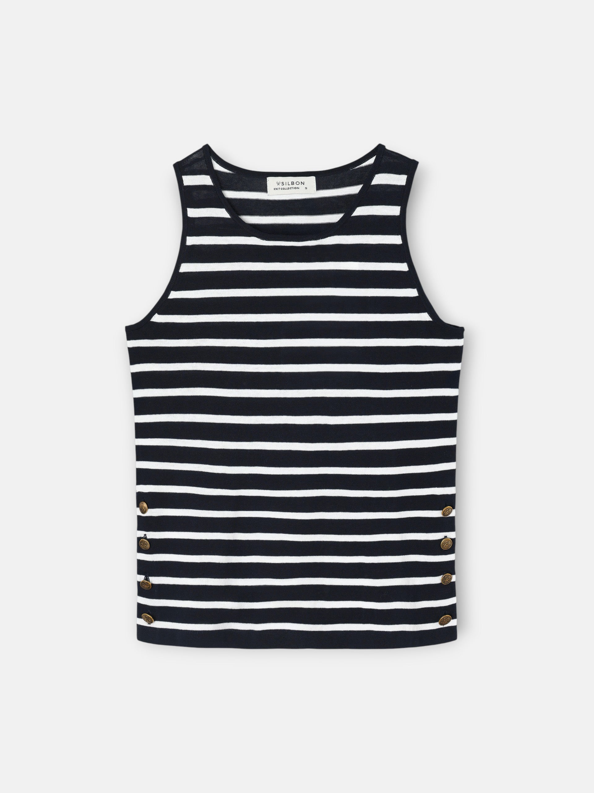 T-shirt en maille rayée marine et écru