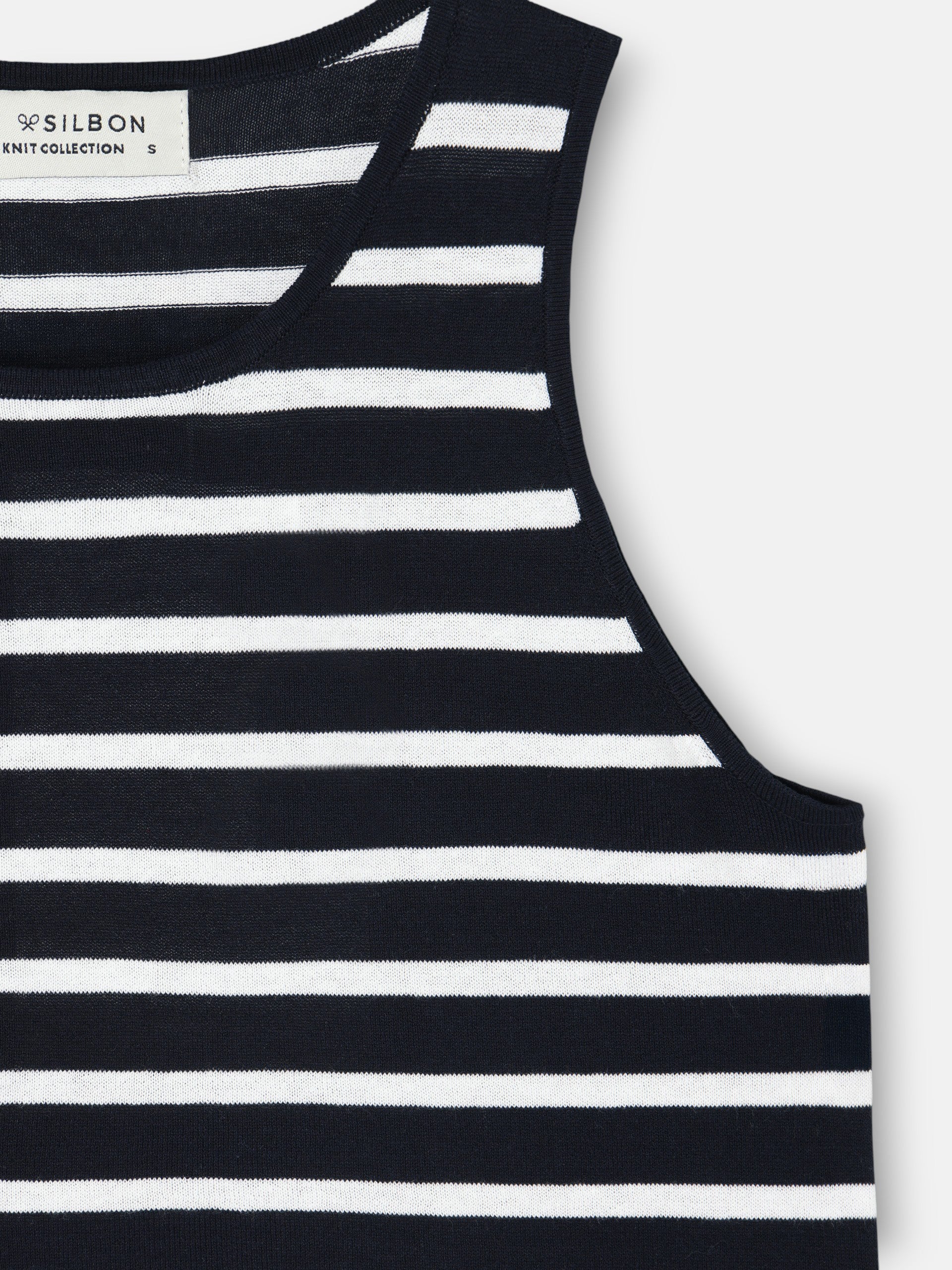 T-shirt en maille rayée marine et écru
