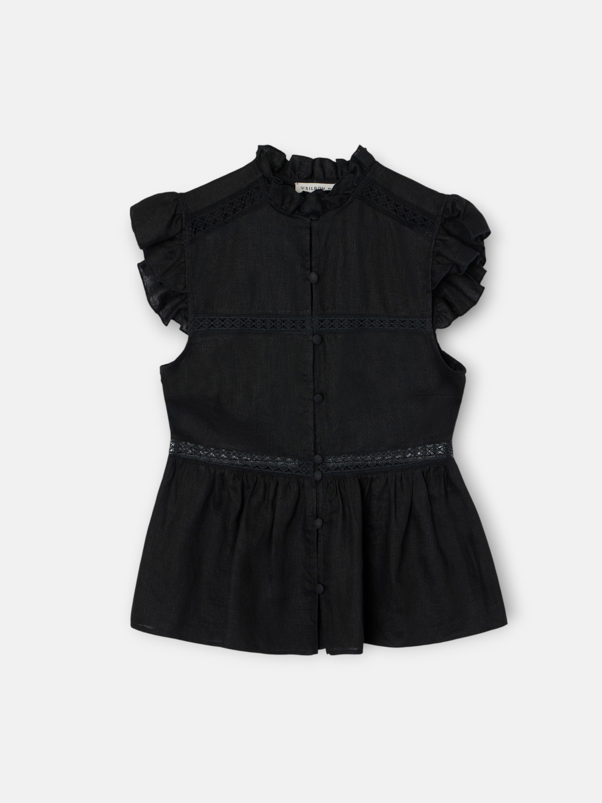 Blouse noire à détails brodés