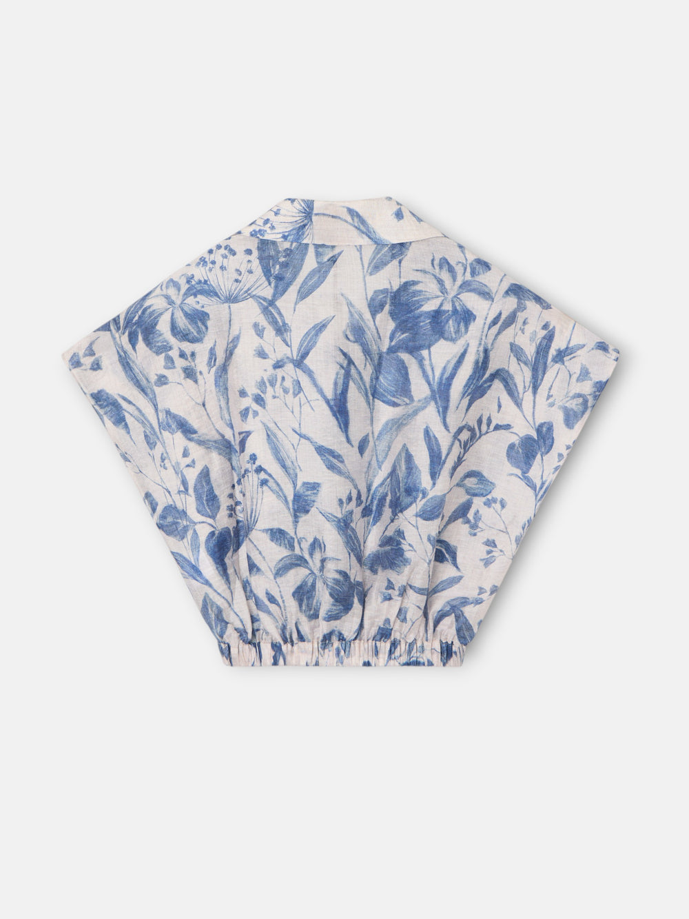 Blouse courte à imprimé fleuri bleu
