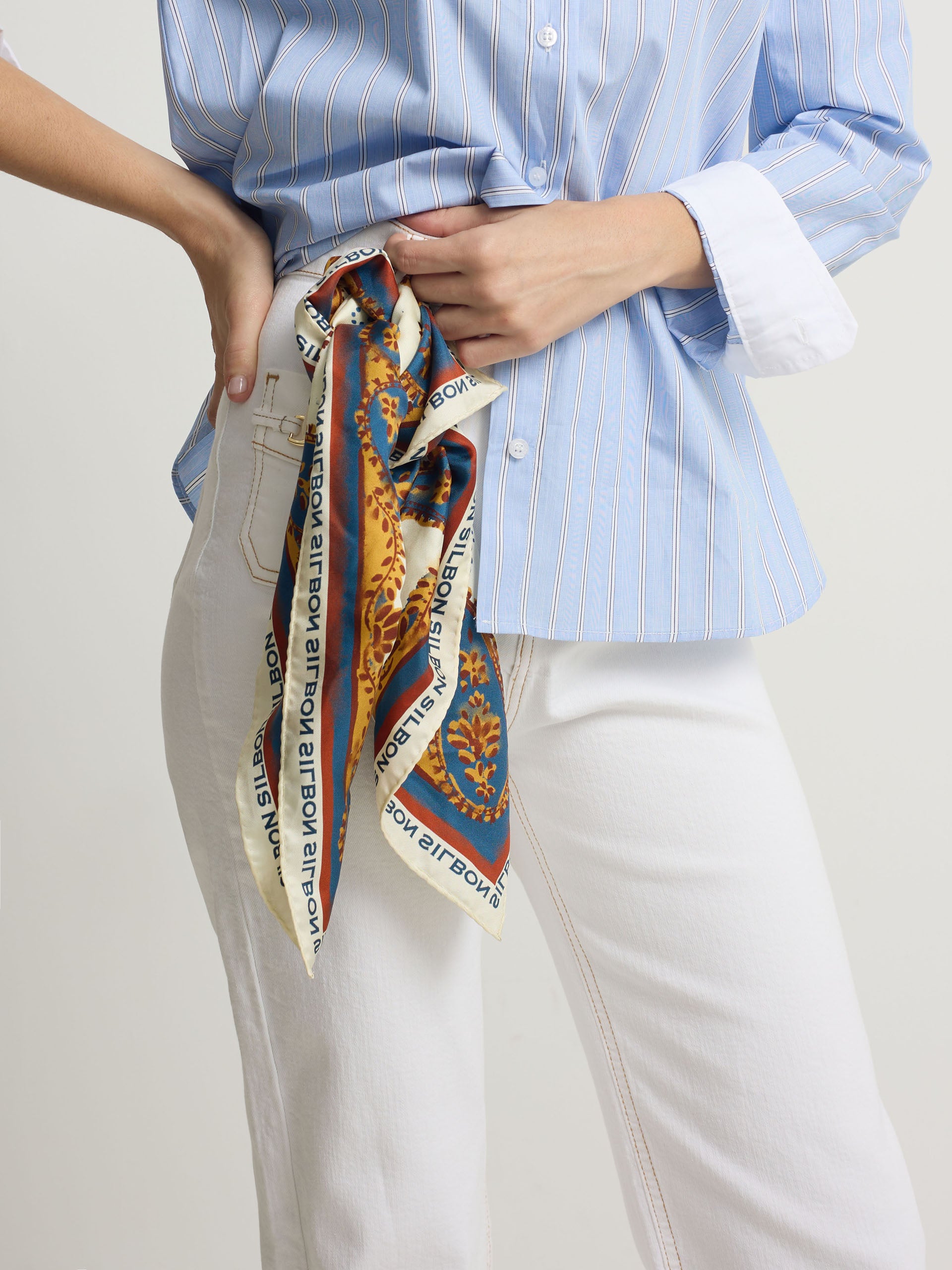 Light blue striped structured shirt