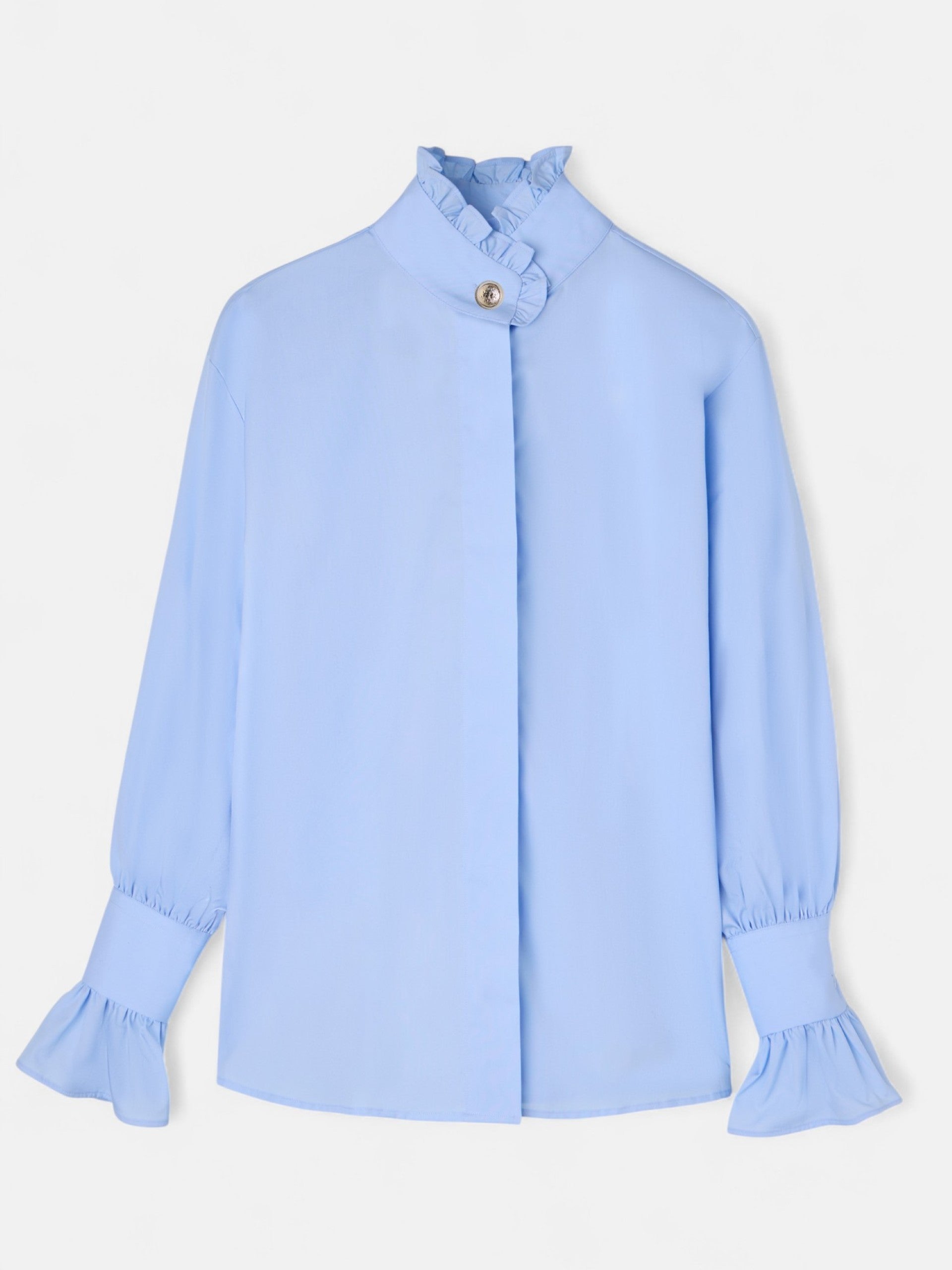 Camisa com detalhe no punho azul-claro