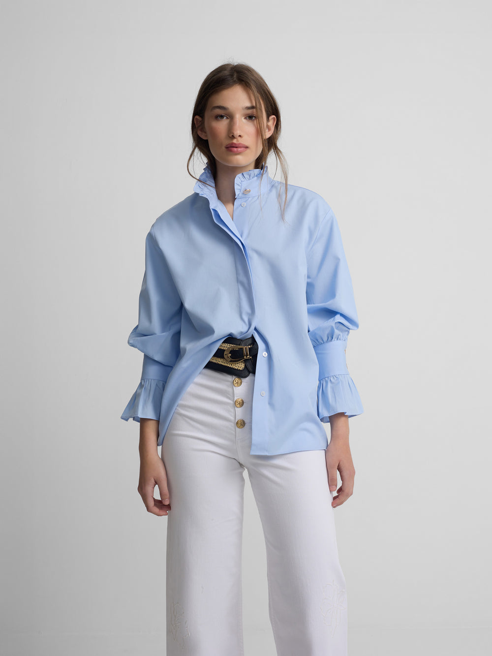 Camisa detalle puño celeste
