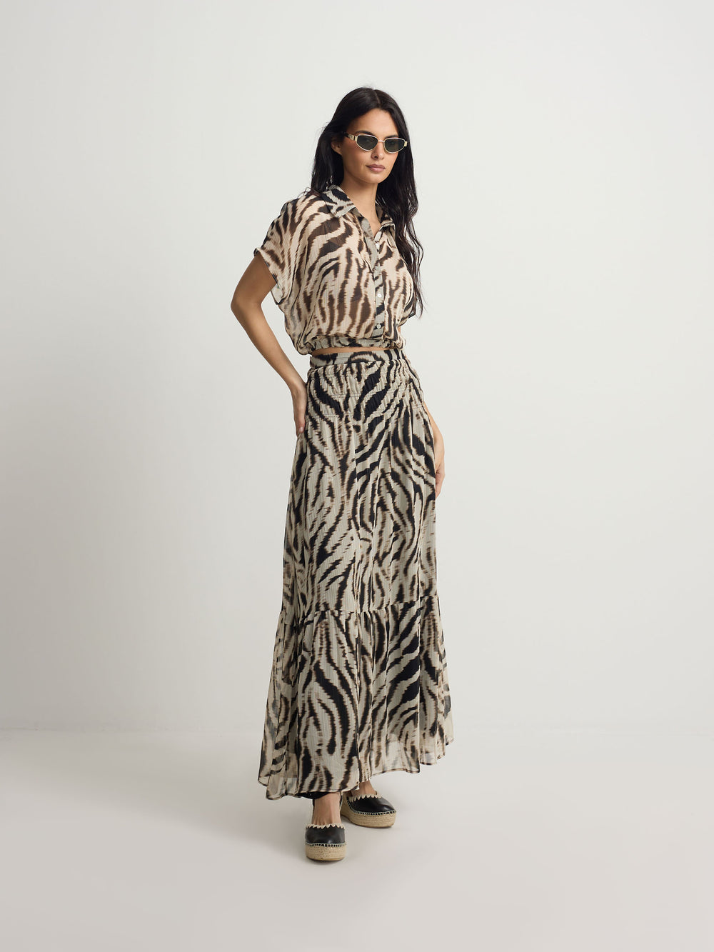 Blouse imprimé animal noir