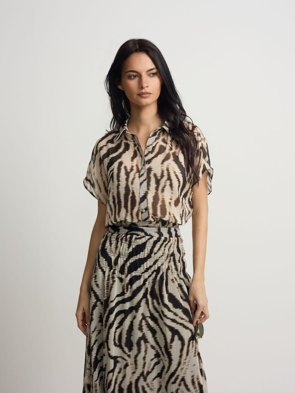 Blouse imprimé animal noir