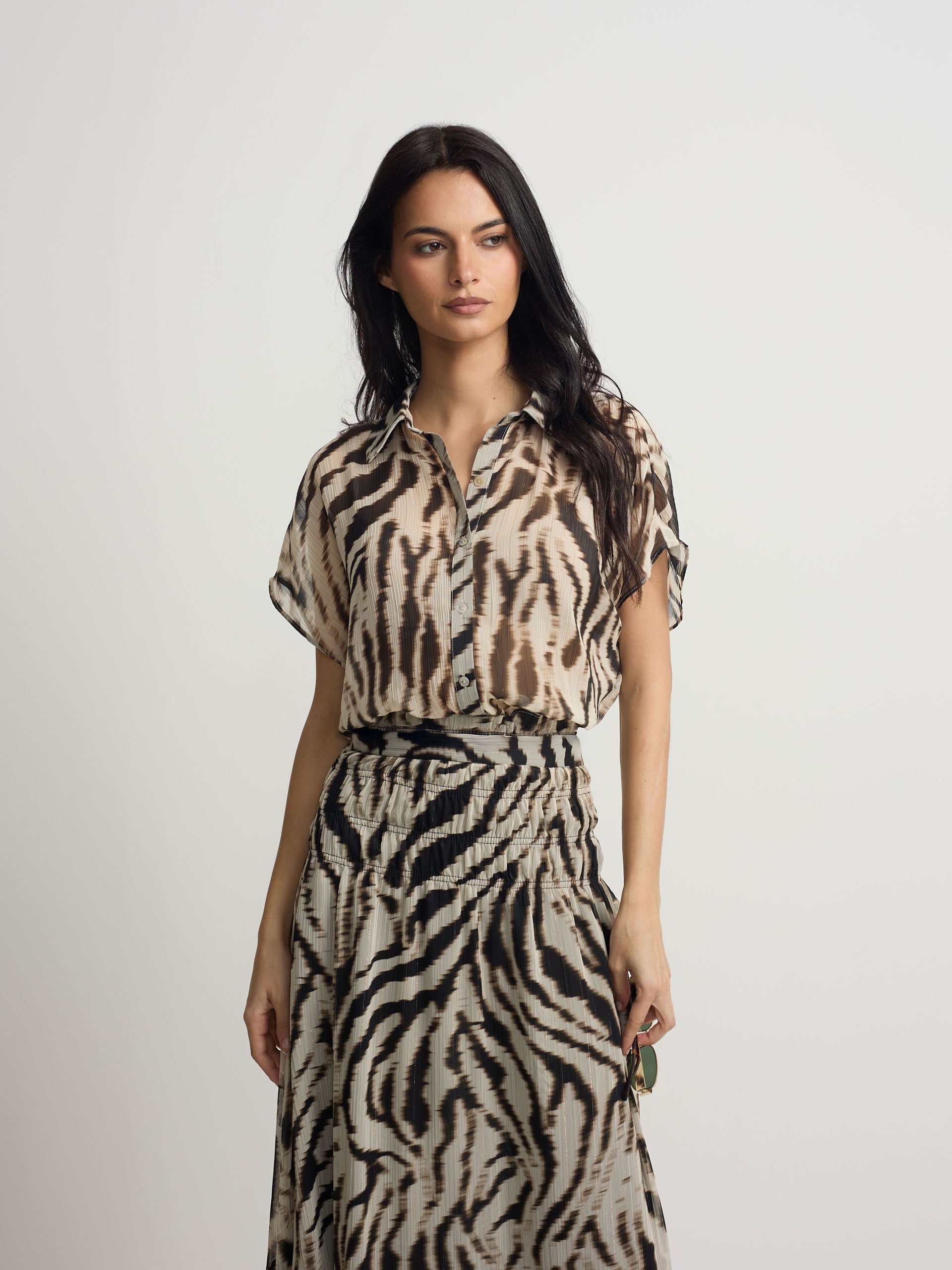 Blouse imprimé animal noir