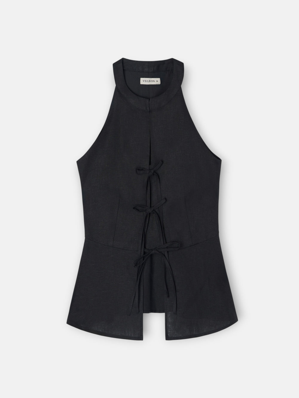 Chaleco lazos lino negro