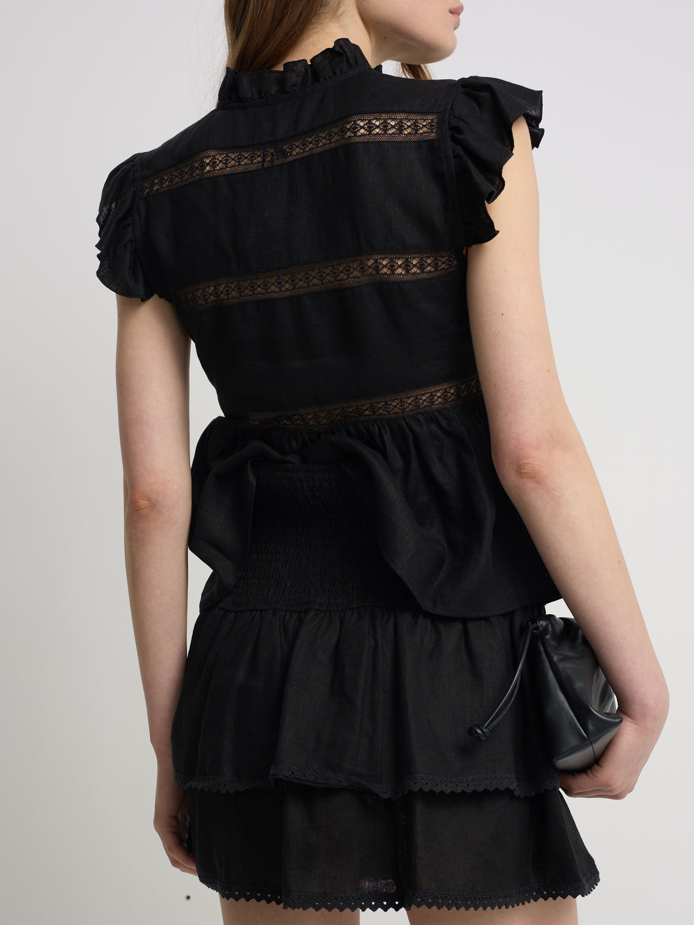 Black linen mini skirt