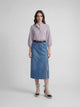 Falda midi recta abertura lateral denim