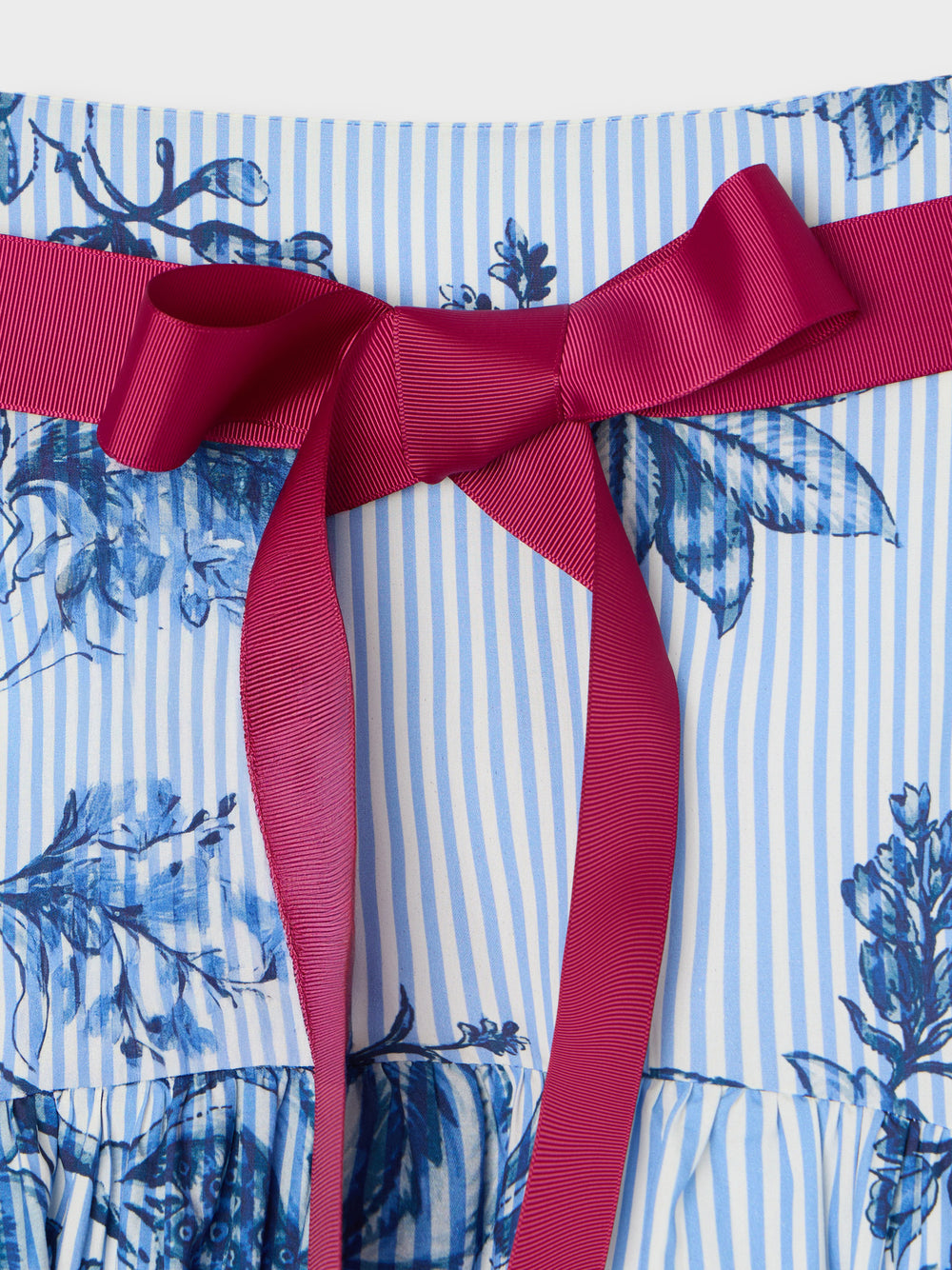 Long skirt with light blue and blue striped print