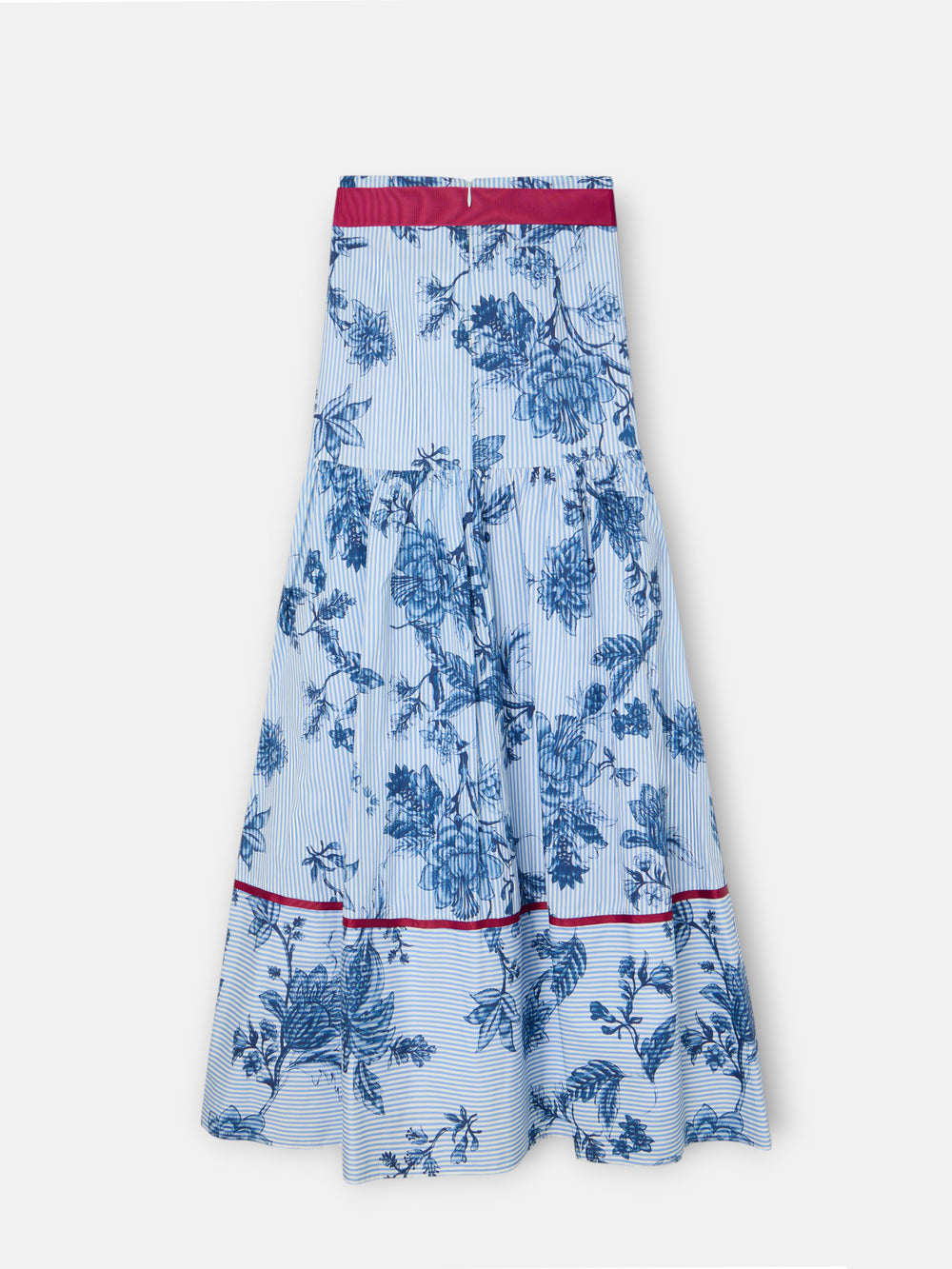 Long skirt with light blue and blue striped print