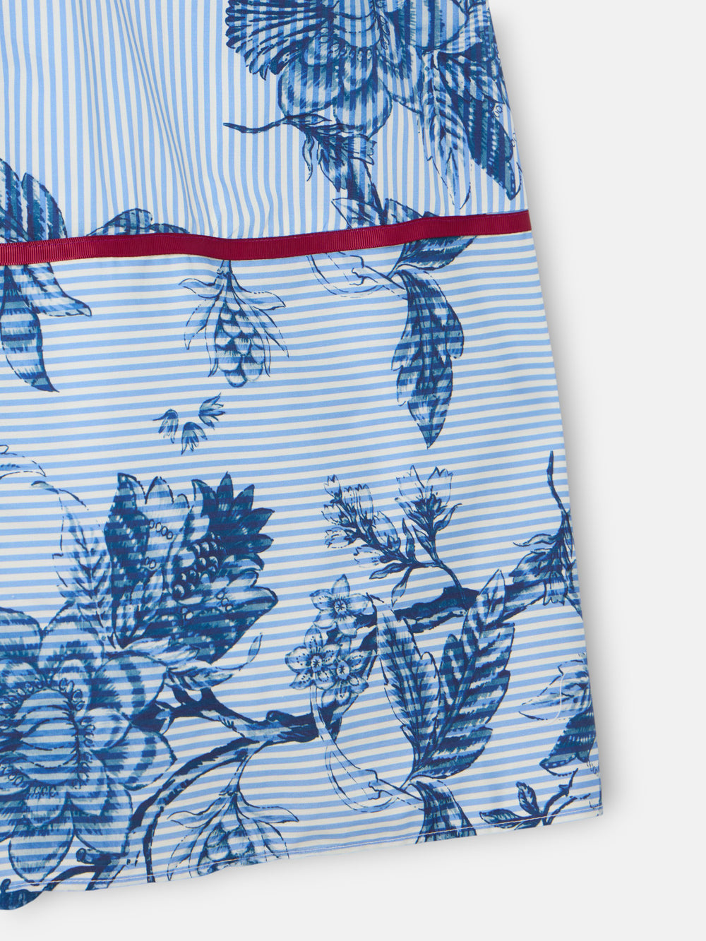 Long skirt with light blue and blue striped print