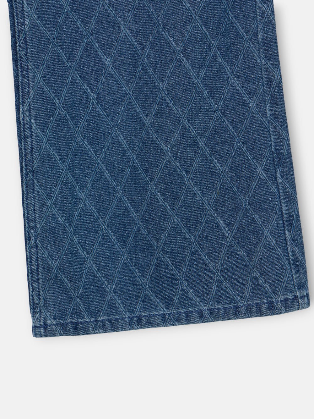 Pantalon en denim imprimé losanges bleu