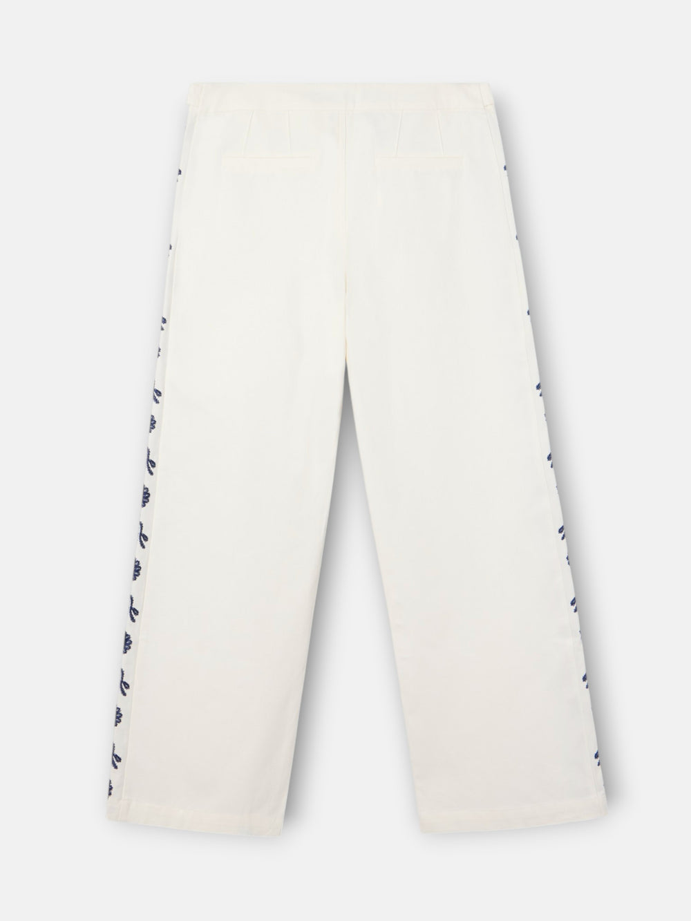 Pantalon droit détails brodés blanc