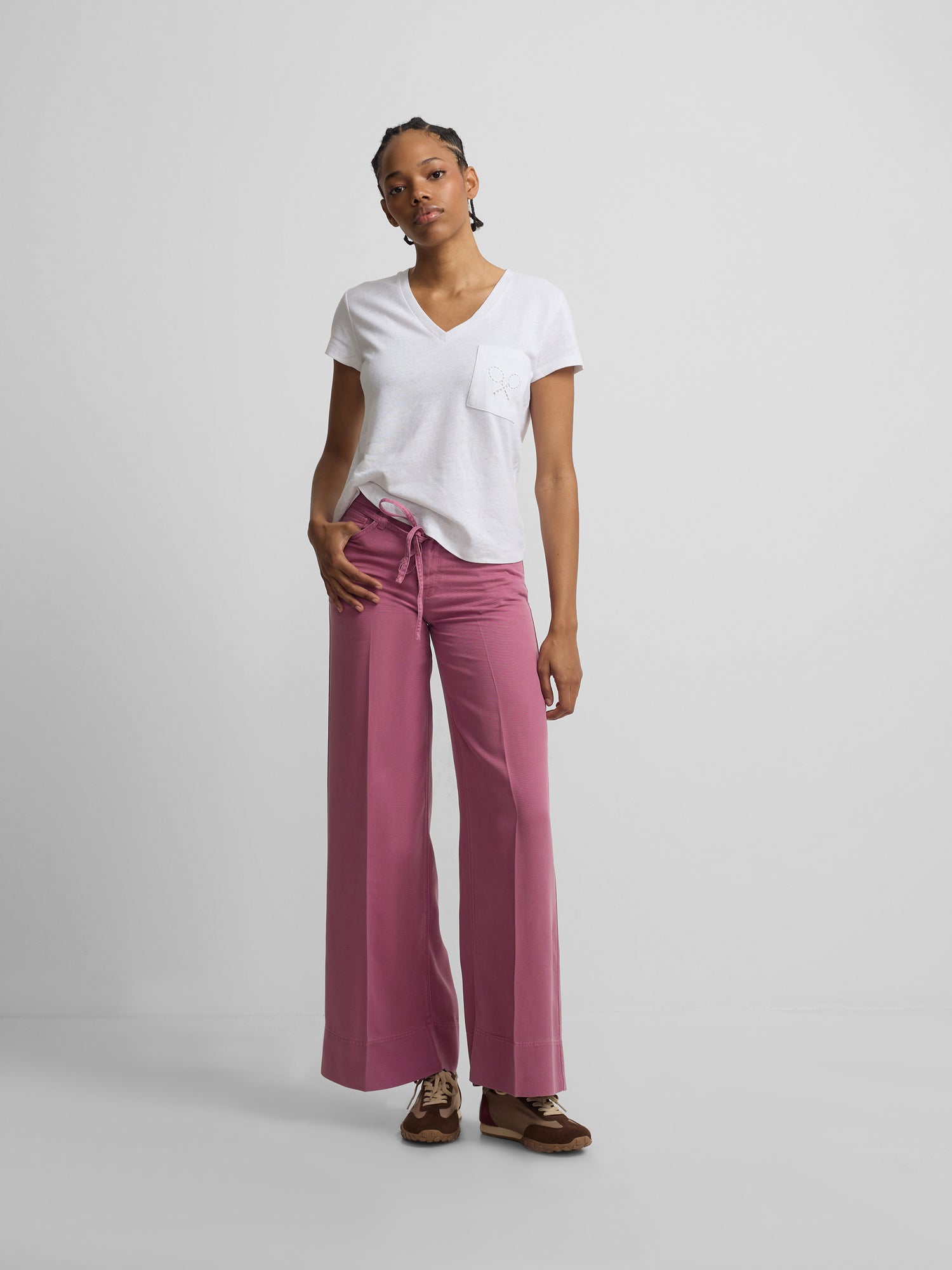 Pantalon denim cordon frambuesa