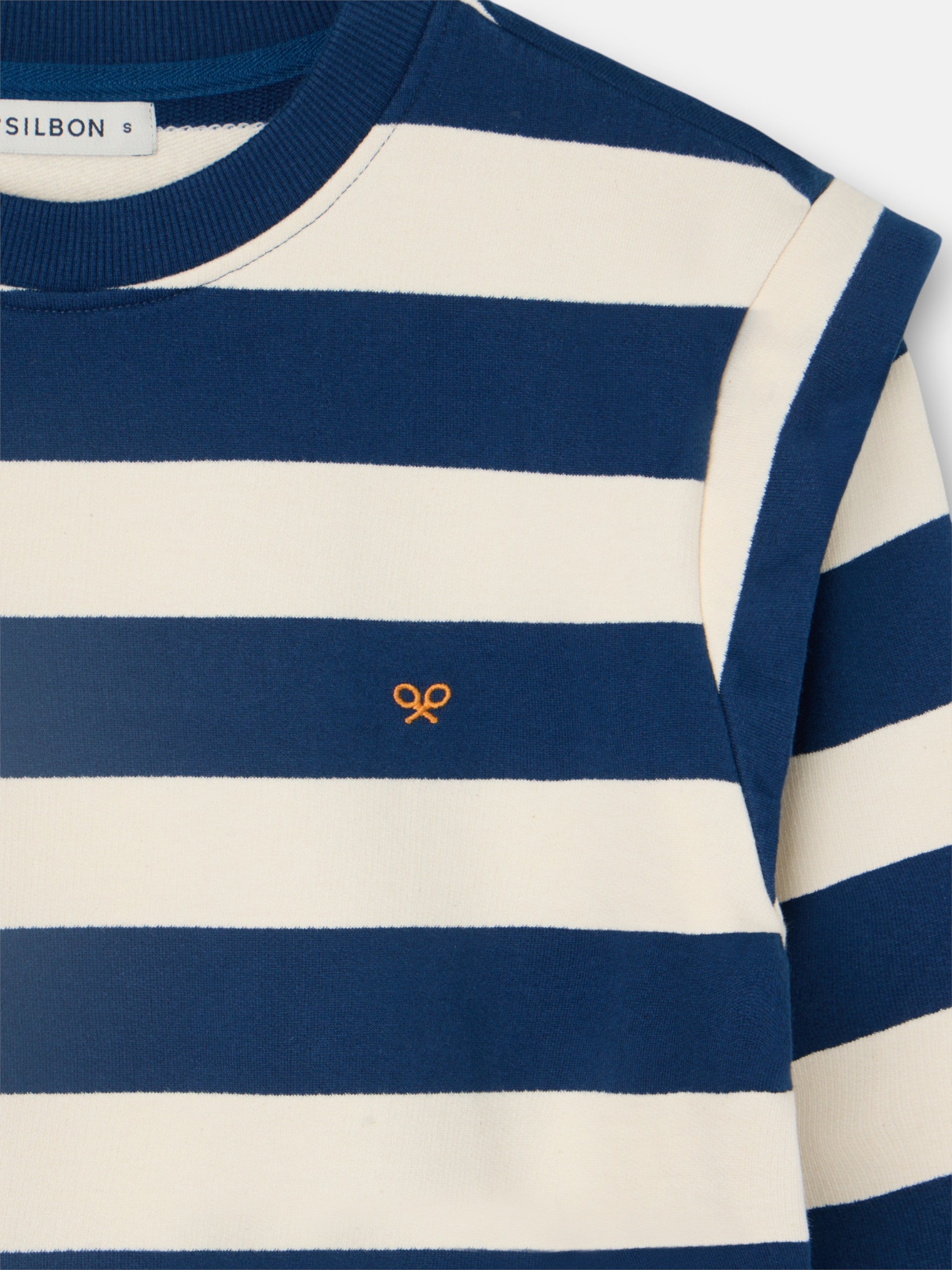 Women's sweatshirt with shoulder pads and blue stripes