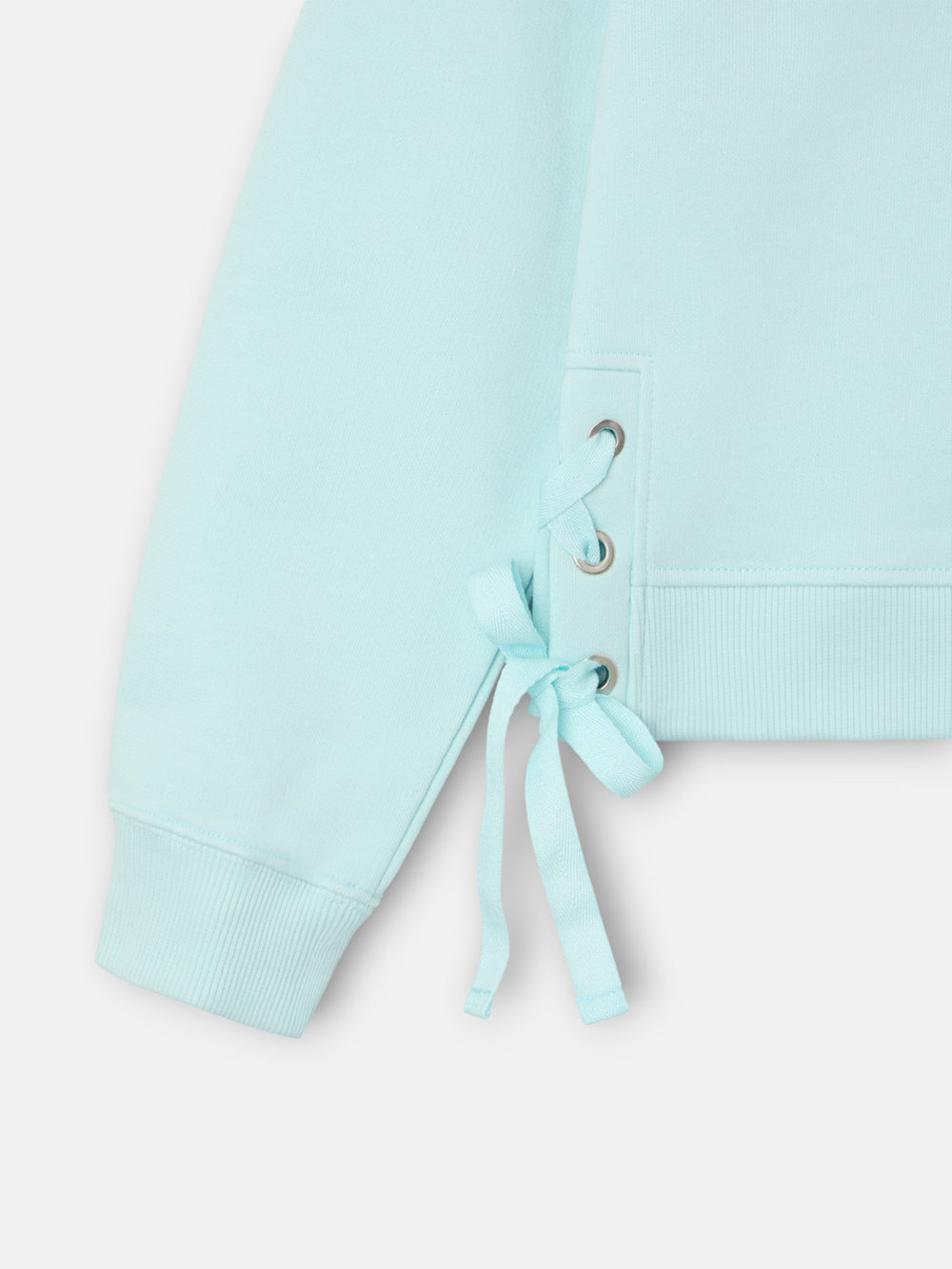 Sudadera woman detalle cuerdas verde agua