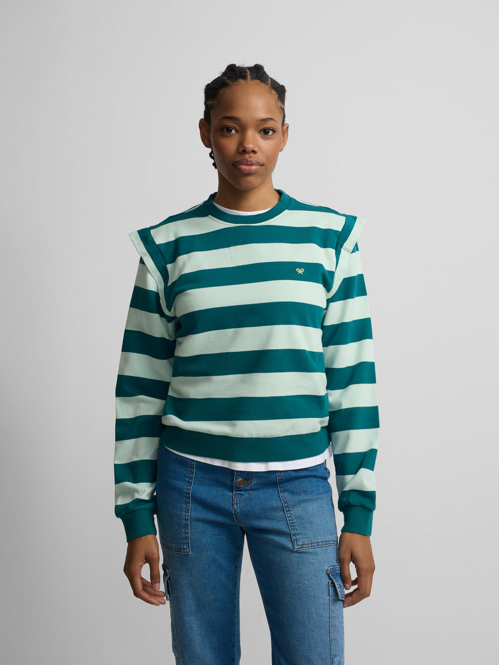 Sudadera woman hombreras rayas verdes